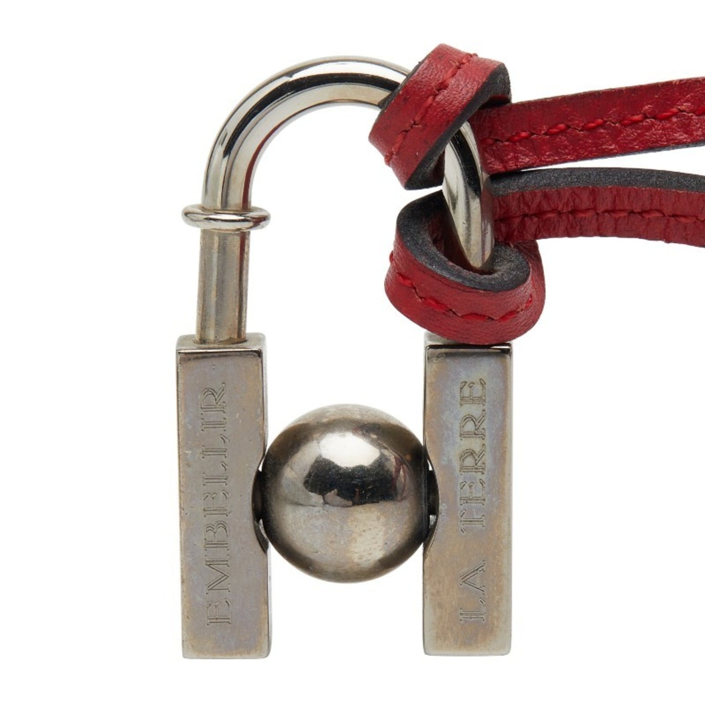 Hermès Cadena H "In Search of the Unknown Beauty Earth" 2001 Necklace Silver Red Metal Leather Women's HERMES