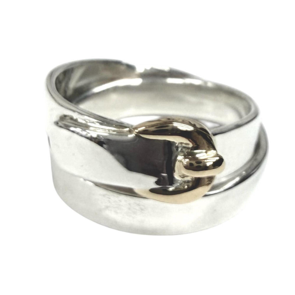 HERMES Vintage 925 750 Double True Ring, Combination Silver and Gold, Size 50, Weight 5.5g, Women's — Like New