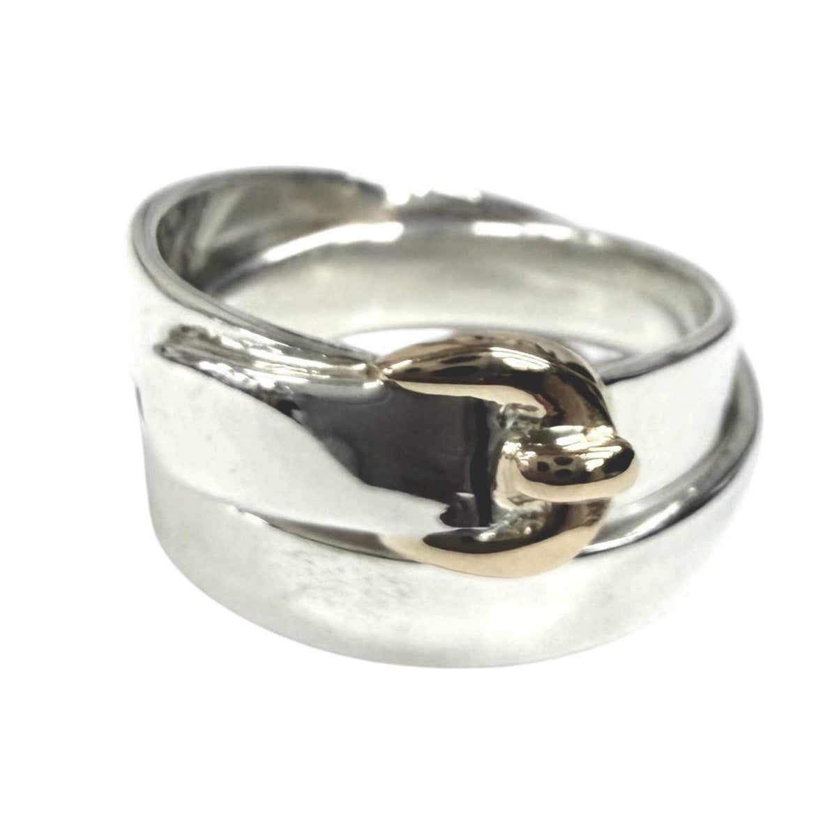 HERMES Vintage 925 750 Double True Ring, Combination Silver and Gold, Size 50, Weight 5.5g, Women's — Like New