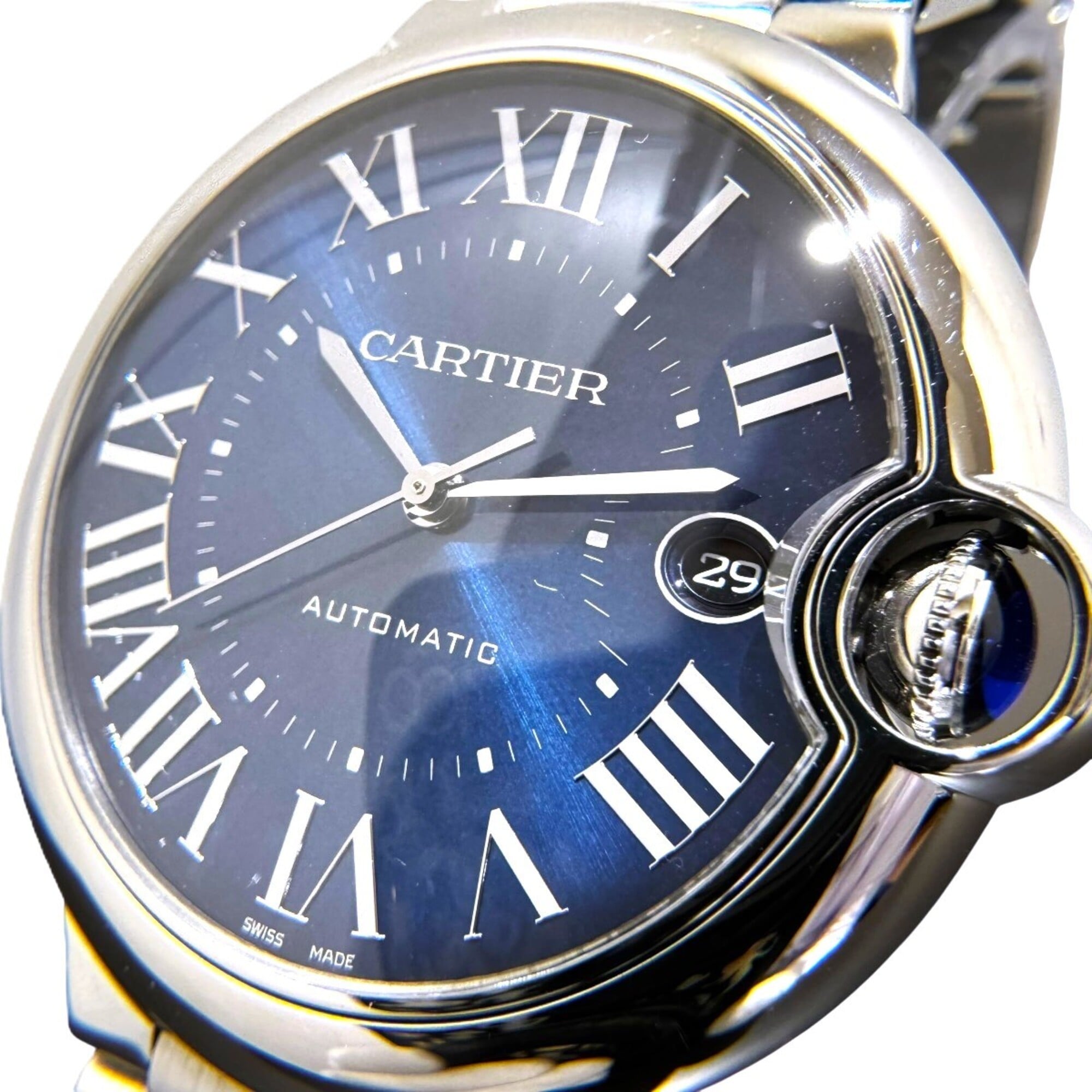 Cartier Ballon Bleu de automatic watch, total weight 119.4g, stainless steel, blue dial, WSBB0061 — Very Good