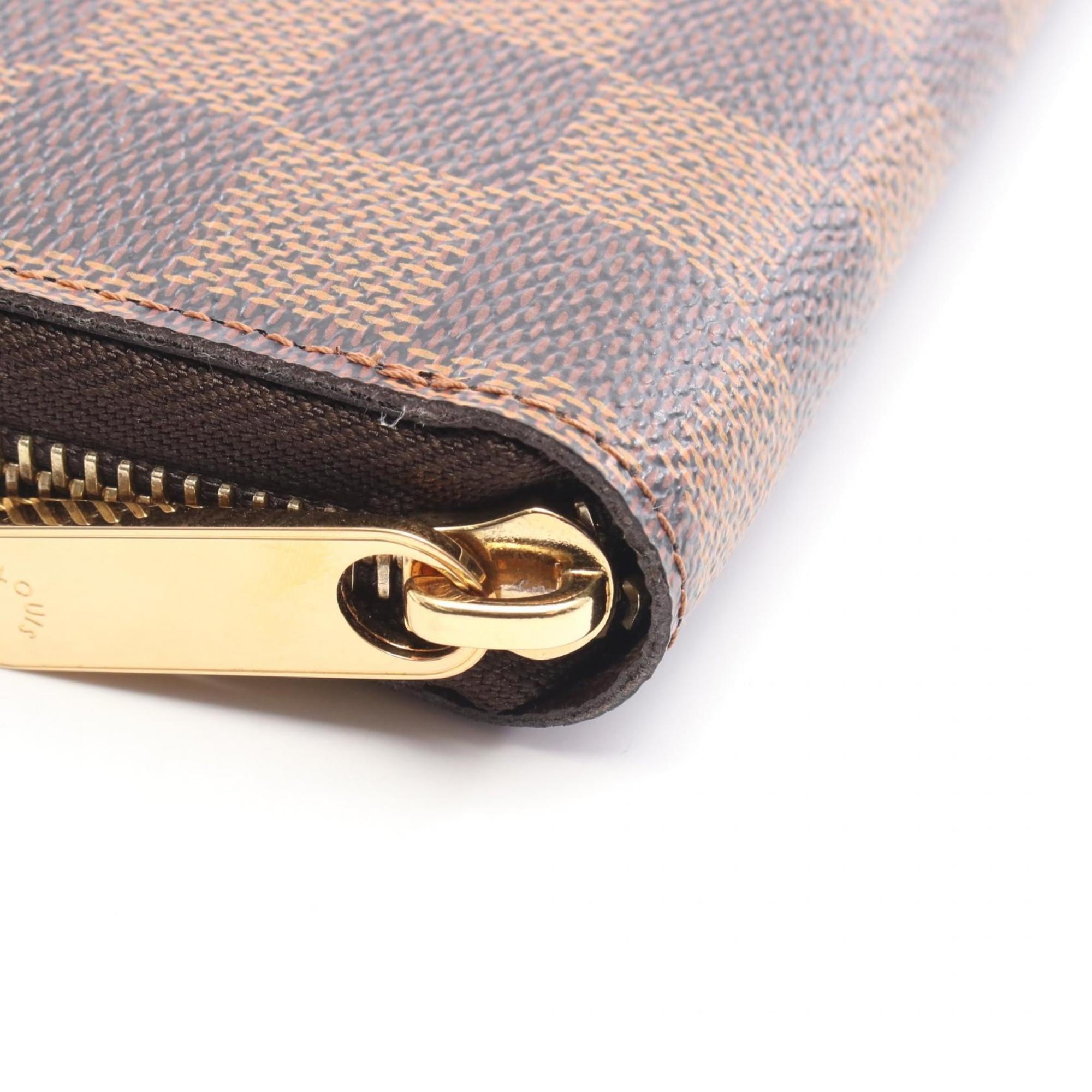Louis Vuitton Zippy Wallet, Round Long Coated Canvas, Damier Leather, Men's and Women's, Brown, N60015