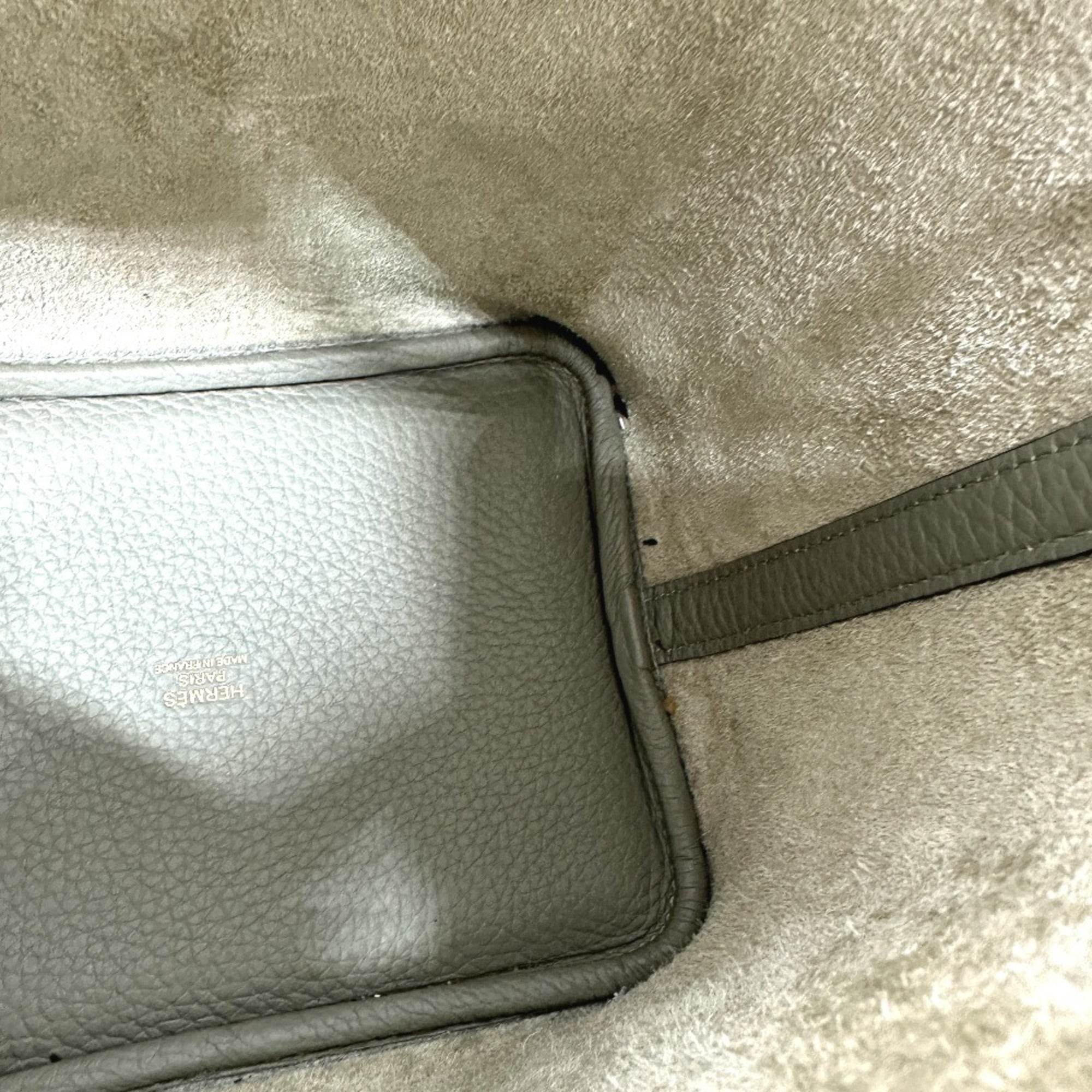 HERMES Picotin Lock PM Bag Handbag Taurillon Clemence Women's Sage Grey Like New — Like New