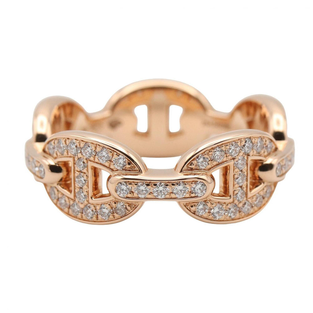 Hermes HERMES Enchainée PM Diamond Ring, Jewelry, 18KPG (Pink Gold), Diamond, Women's, Clear/Gold Tone — Like New
