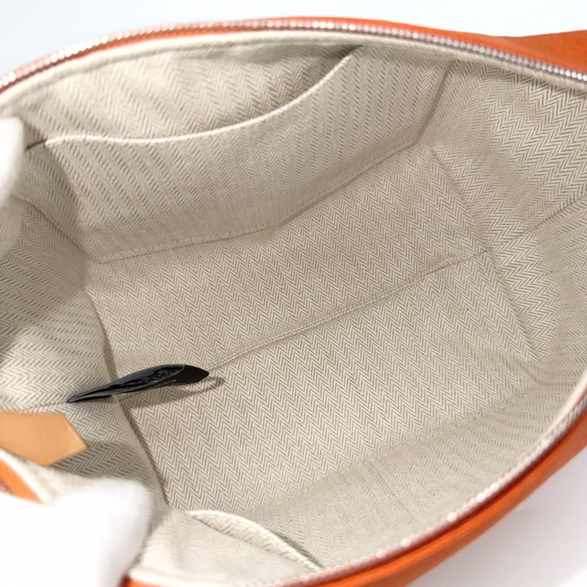 Hermes handbag for women, Bride à Black H Pavillon PM pouch, cotton, orange, silver hardware — Like New