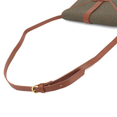 Yves Saint Laurent 2-way Shoulder Clutch Handbag, Leather, Brown/Green, Gold Hardware — Like New