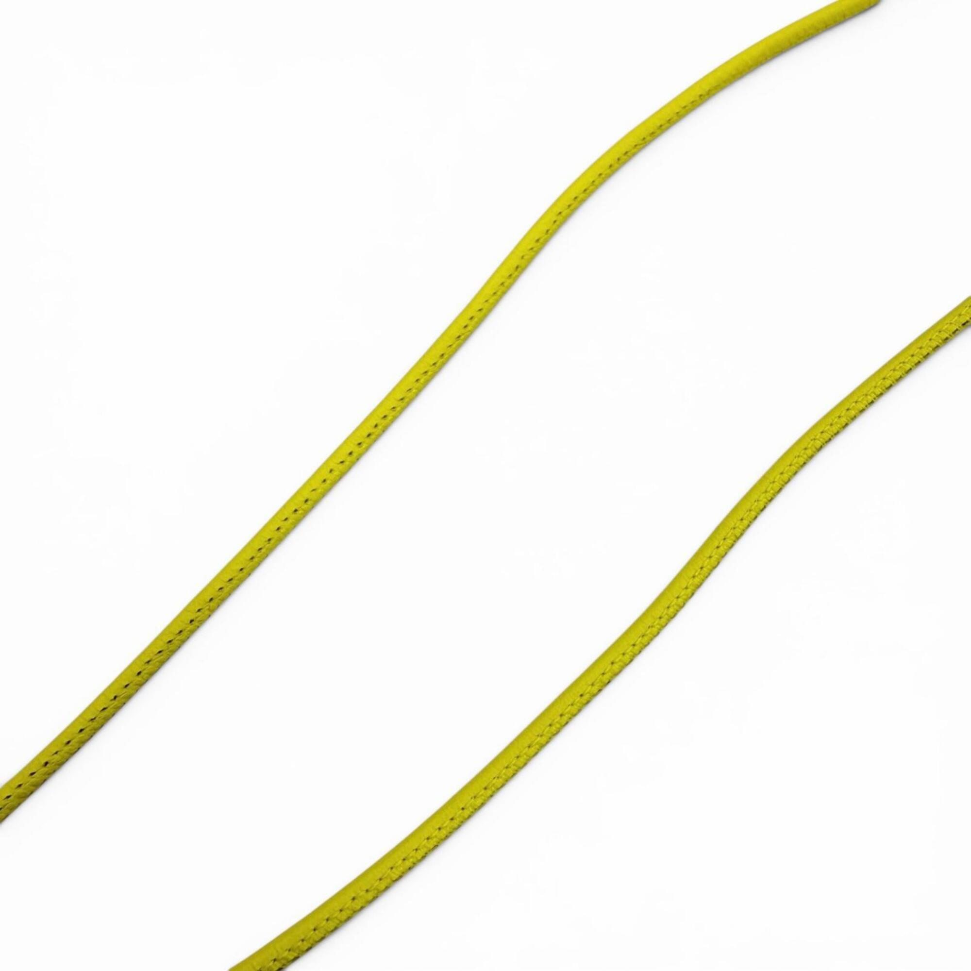 HERMES Loop Grand Necklace, Leather Trim Pendant, Yellow (Jaune), Women's, with Box and Dust Bag — Like New