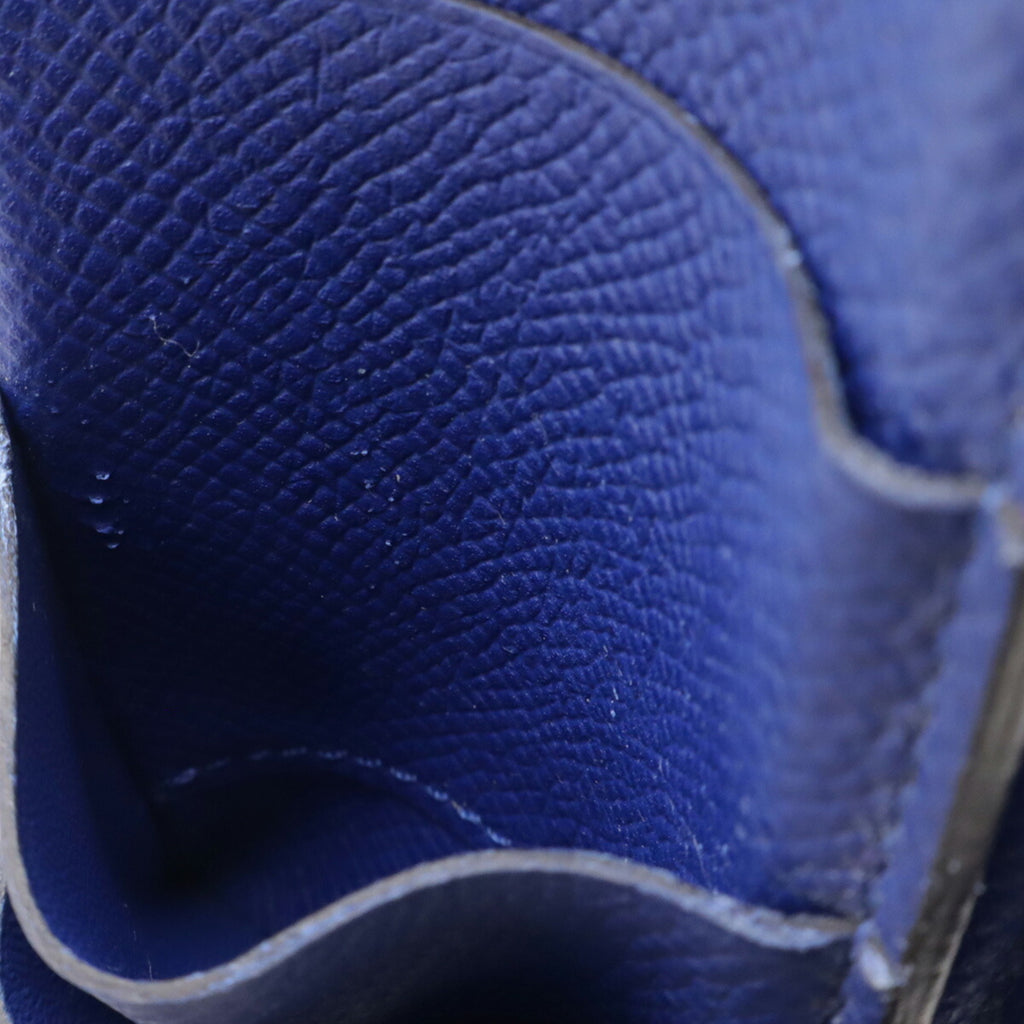 HERMES Bearn Soufflet Bi-fold Long Wallet, Epsom Leather, Blue Electric, Blue, R Stamp
