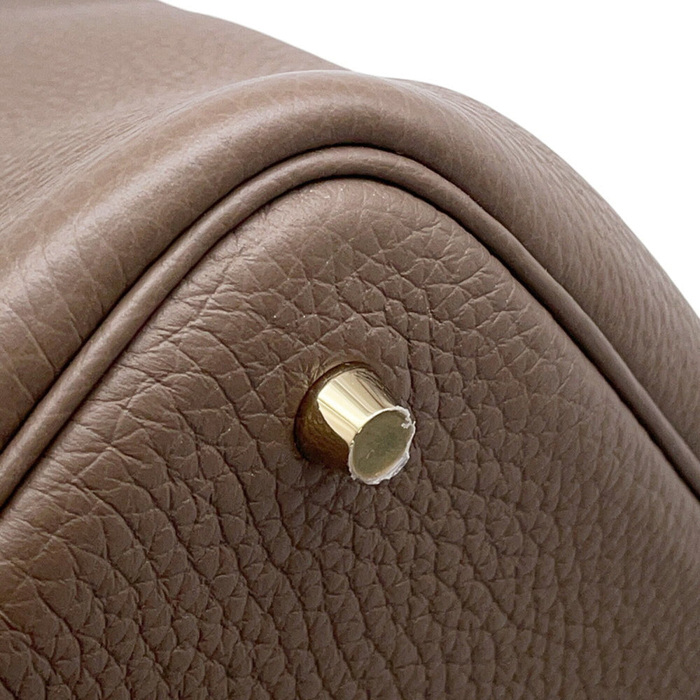 Hermes Picotin Lock MM Handbag, Etoupe, Taurillon Clemence Leather, B Stamp, HERMES Tote Bag, Lock, Picotin, Women's — Like New