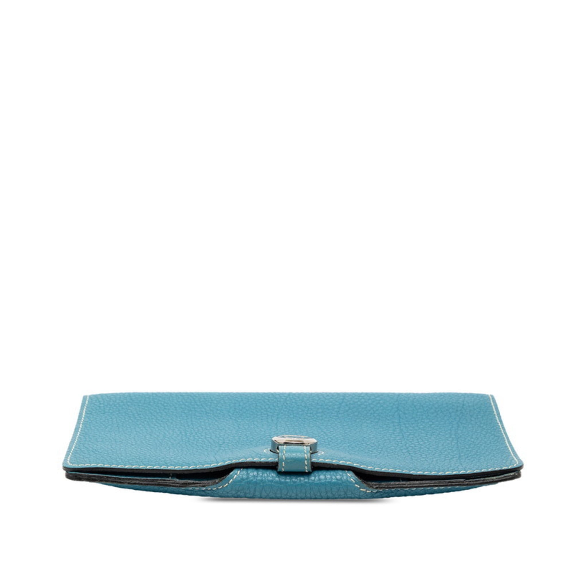 Hermes Dogon Bifold Wallet Blue Togo Women's HERMES