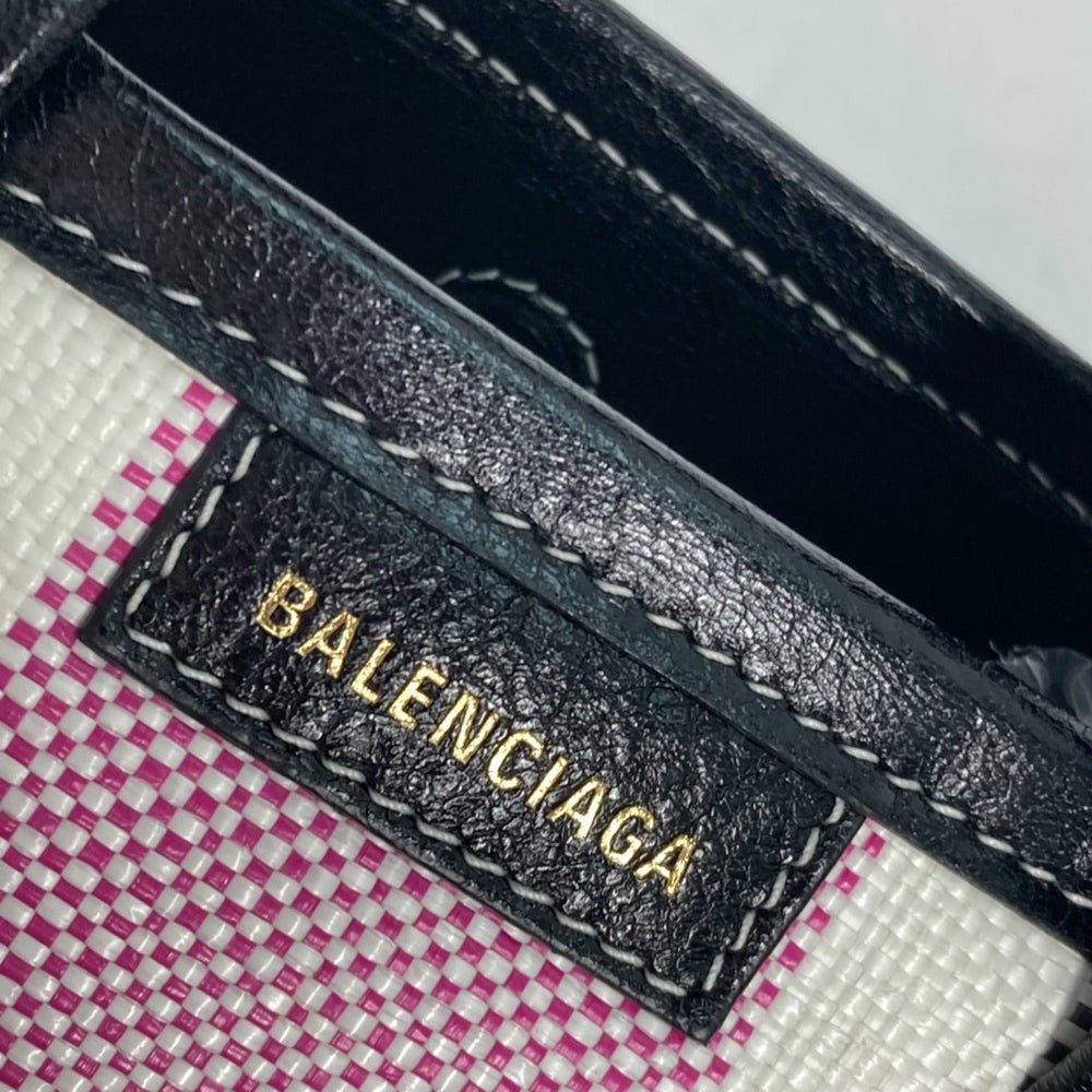 Balenciaga 671404 stripe 2WAY Shoulder Bag Crossbody Tote Bag Hand Bag pink Black x White — Like New
