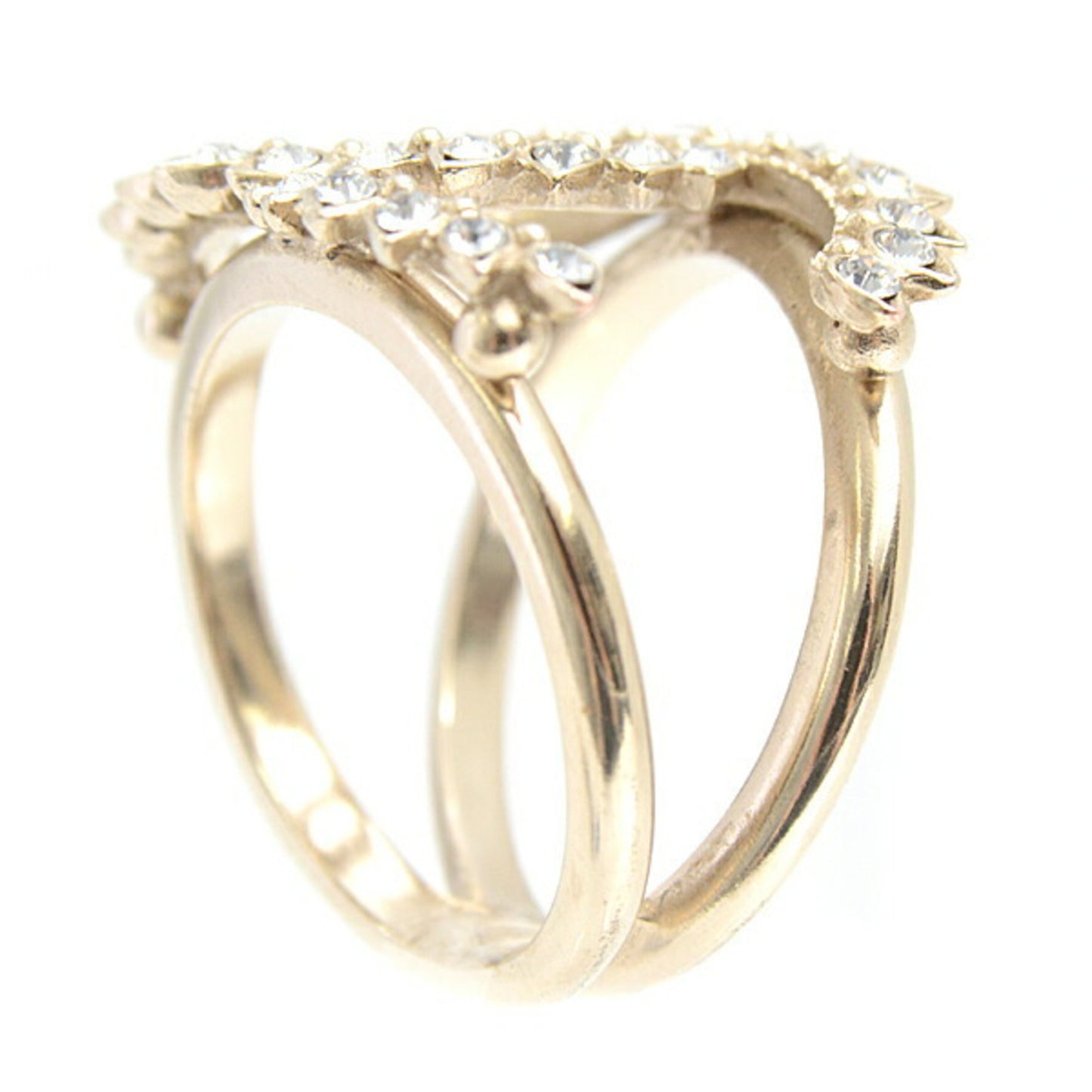 Chanel Ring for Women, Coco Mark Drop Design Rhinestone Ring, Champagne Gold Color, CHANEL C20A