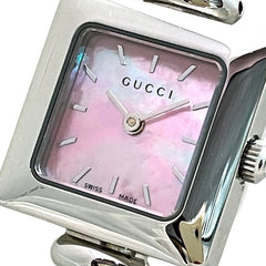 Gucci bangle watch, total weight 24.4g, stainless steel, quartz movement, pink mother-of-pearl dial, 1900L — Good