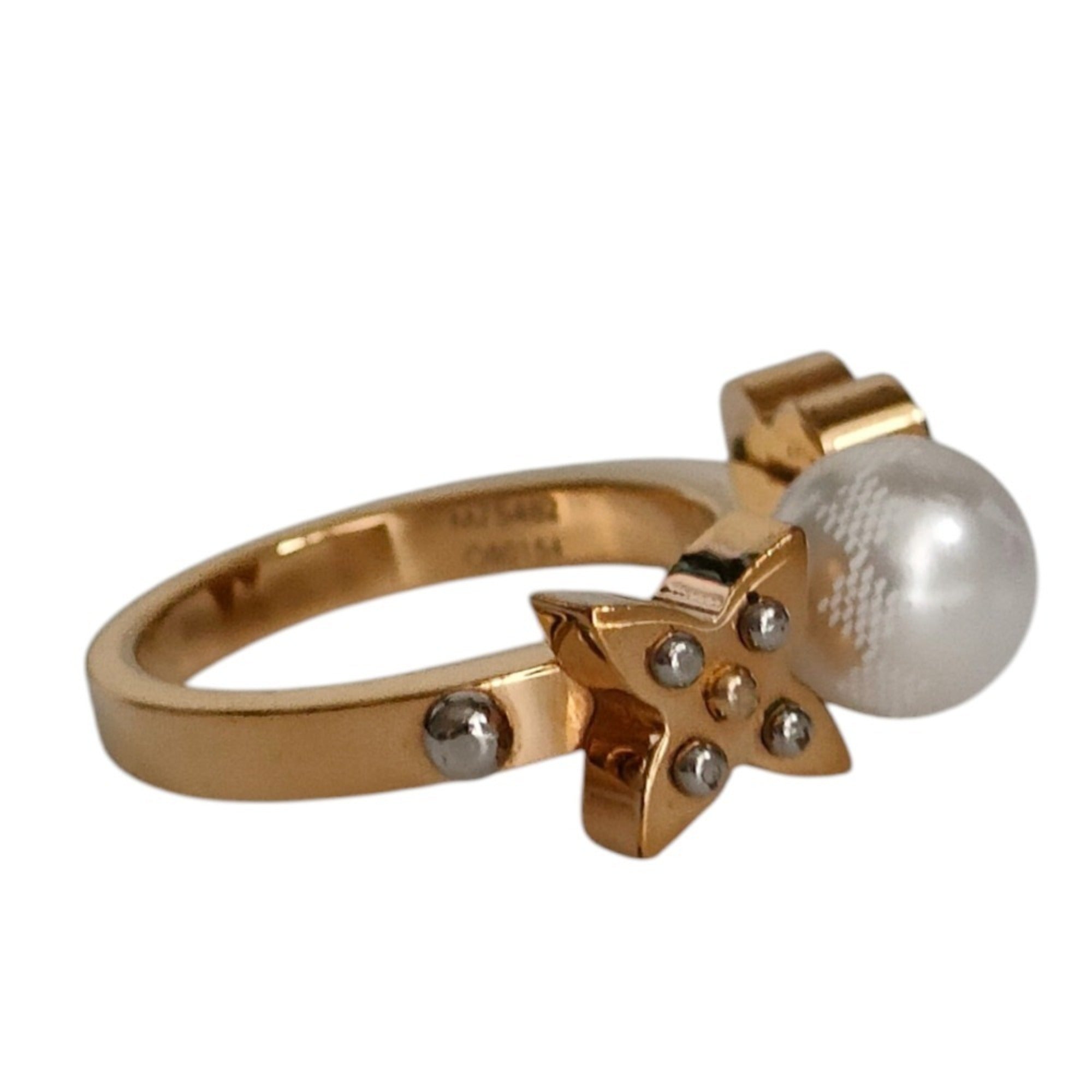 LOUIS VUITTON Charmy Pearl Ring, Gold Color, Women's M75482 M 1 — Like New