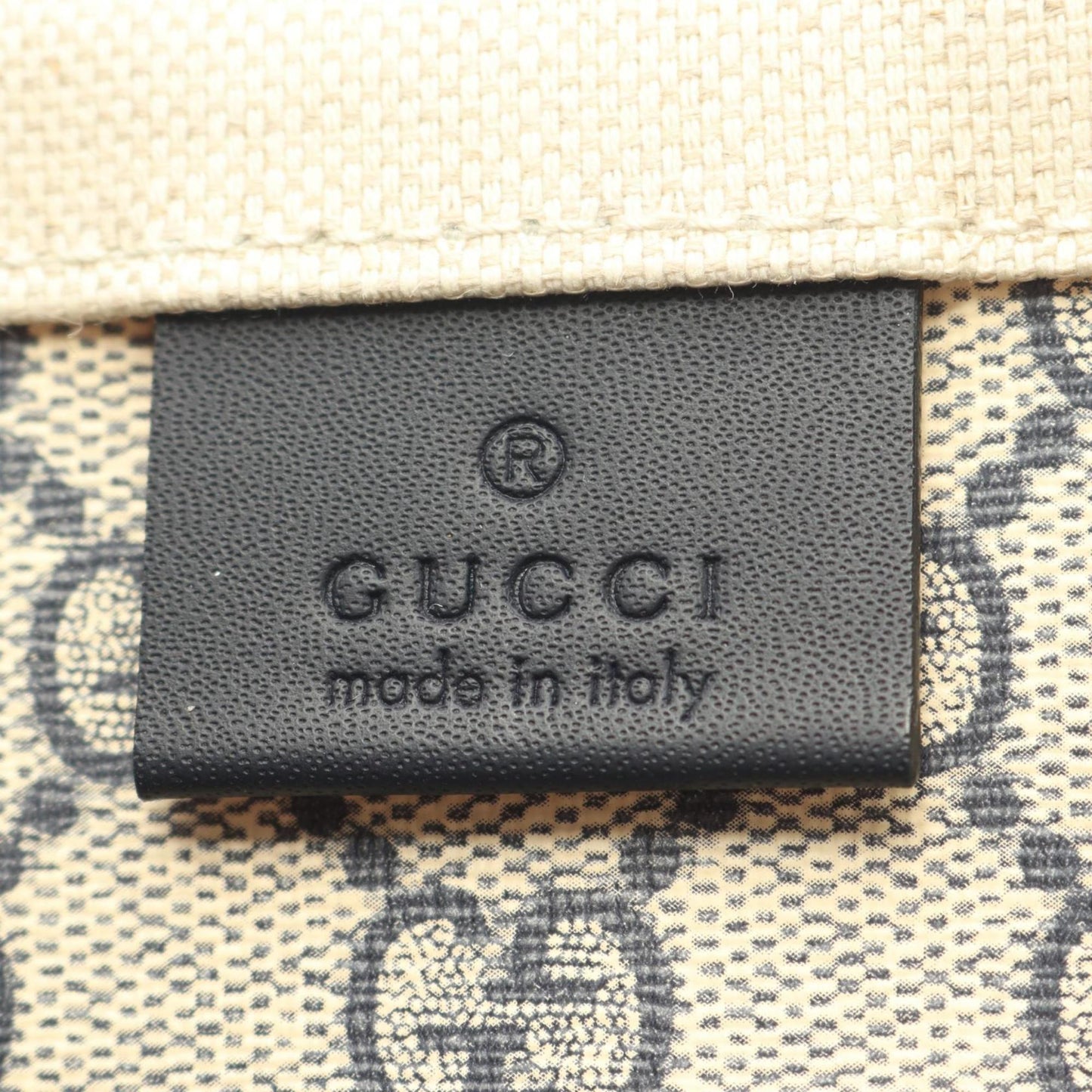 Gucci Print Mini Tote Bag, Canvas and Leather, Women's, Ivory Navy, 772144