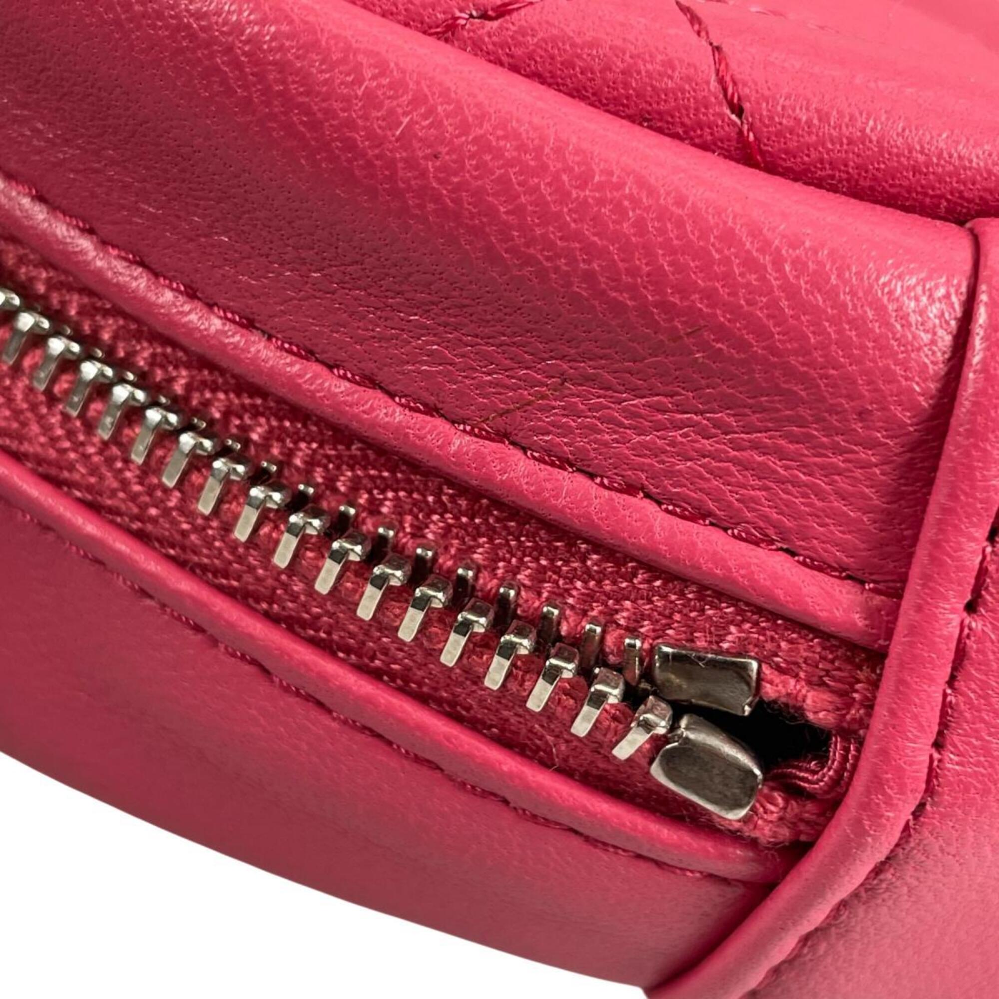 Chanel CHANEL Shoulder Bag, Round Chain, Coco Mark, Matelassé Mini, Lambskin, A70657 Pink — Like New