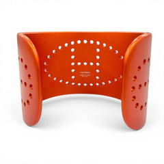 HERMES Evelyne Bangle, Aluminum, H Logo, Chaine d'Ancre Bracelet, Orange, Made in USA, Women's — Like New