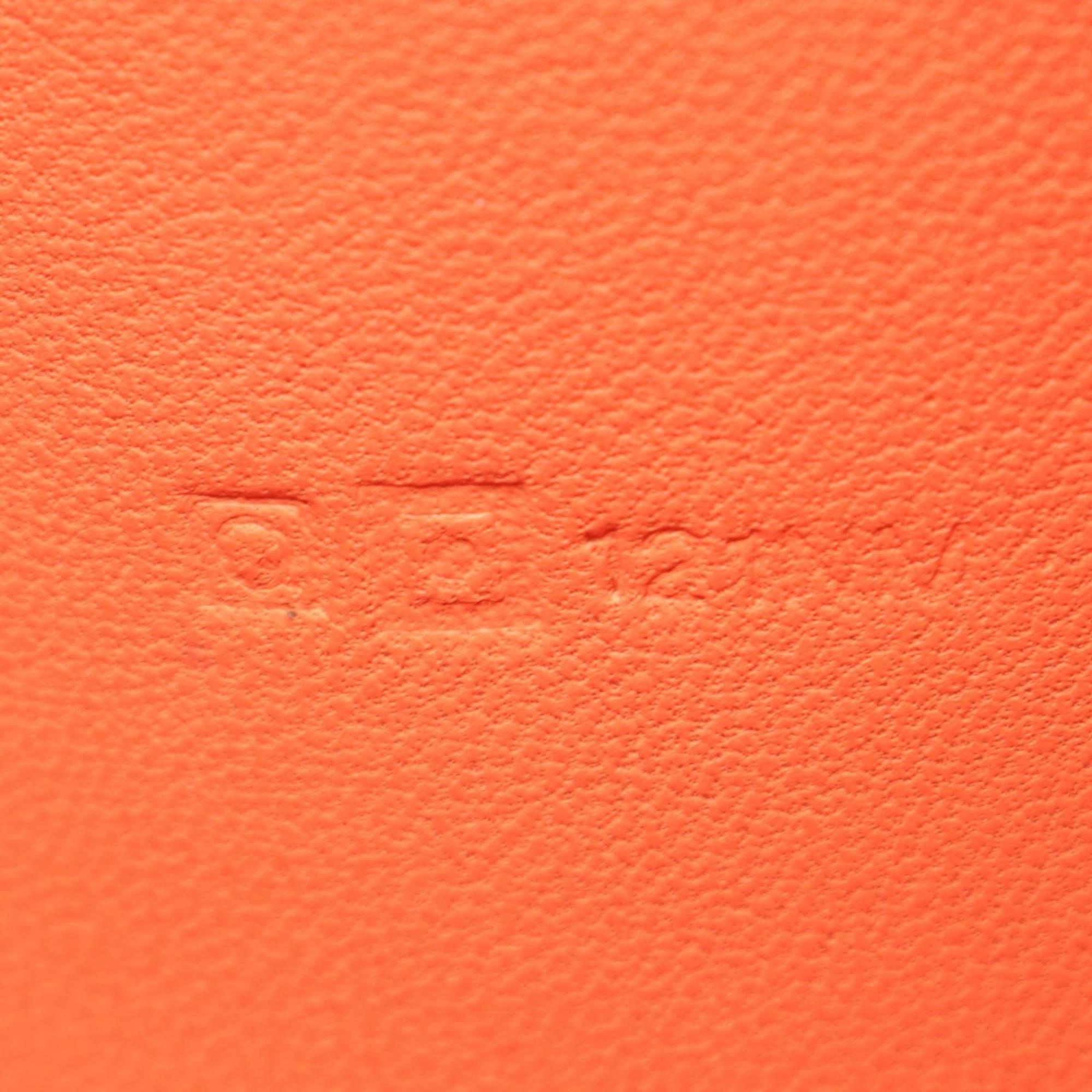 Hermes Hermès Dogon Long Bifold Wallet, Leather, Swift Women's, Red, Orange, Crevette