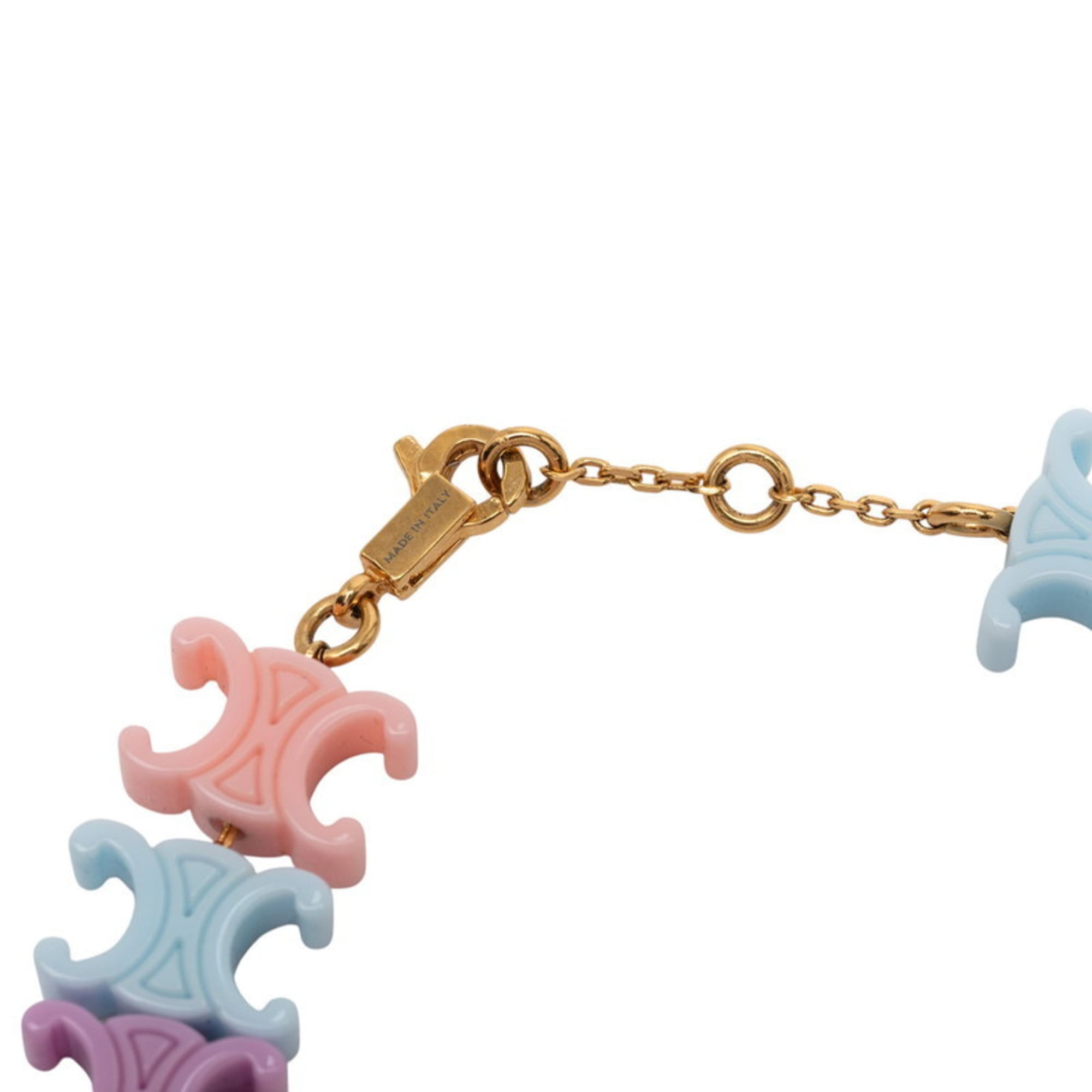 Celine Triomphe Baby Bracelet in Multicolored Gold and Plastic with Plated Design for Women