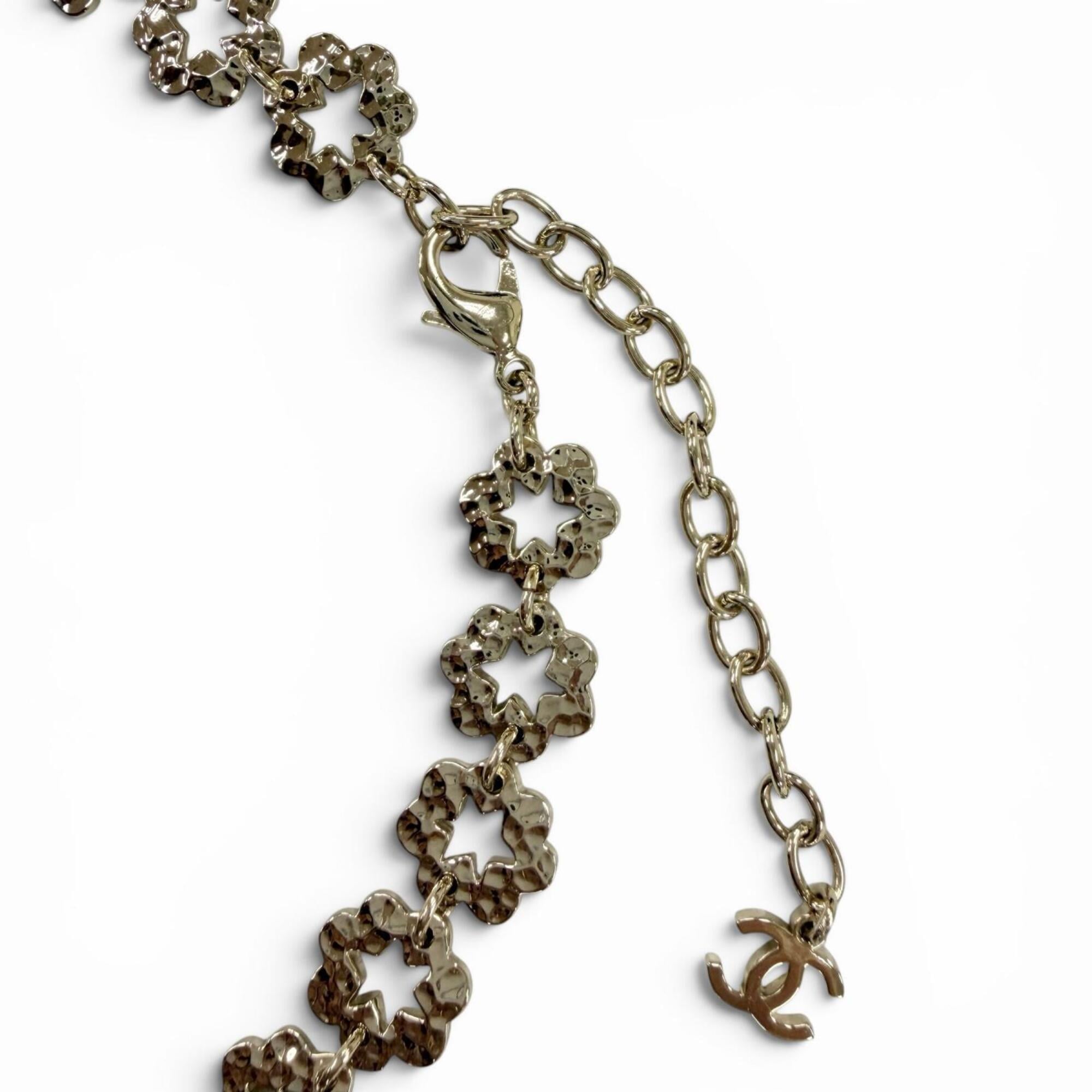 CHANEL I25C Coco Mark Flower Rhinestone Necklace Choker Accessory Gold Made in Italy Women's — Like New