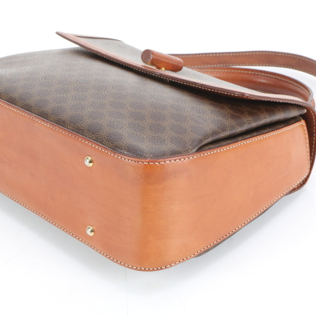 Celine Macadam Leather 2-Way Shoulder Bag/Handbag Brown Women's