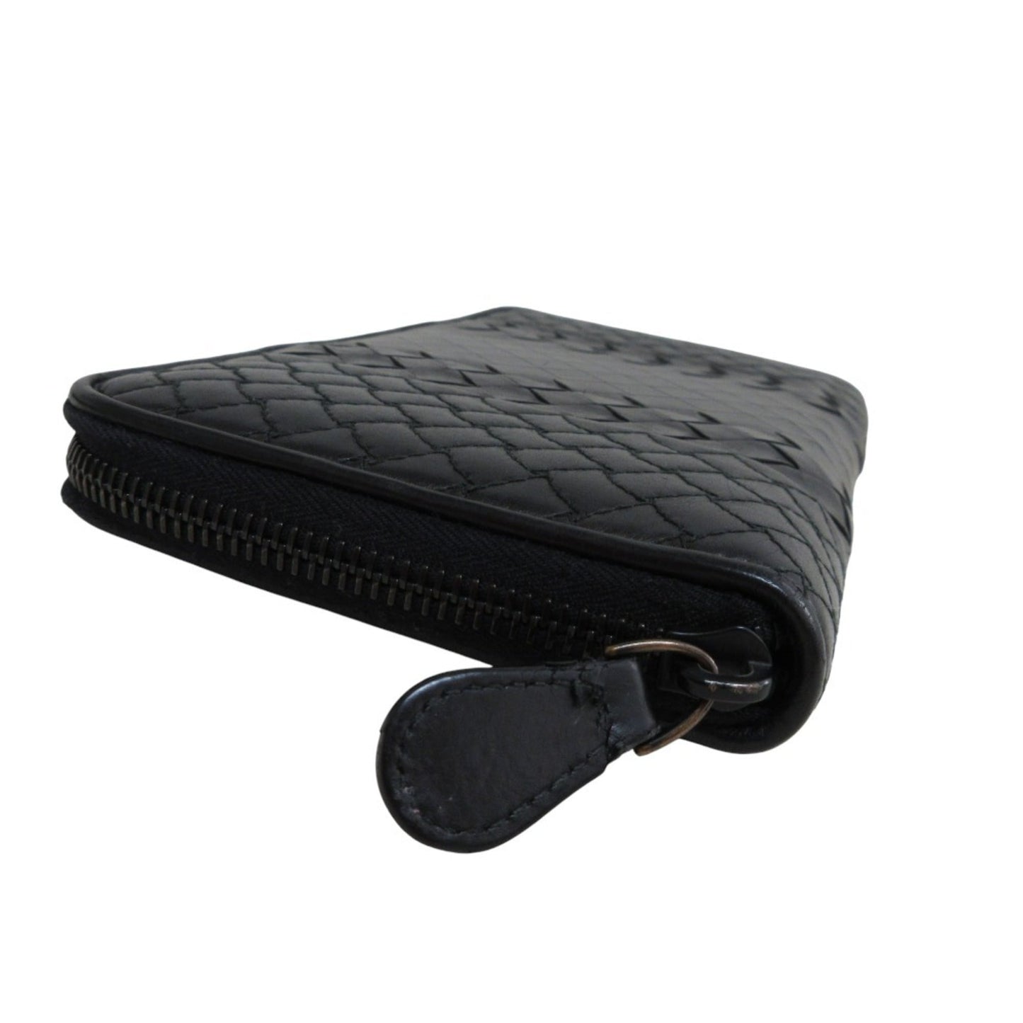 BOTTEGA VENETA Intrecciato Leather Round Zip Long Wallet in Black for Men and Women