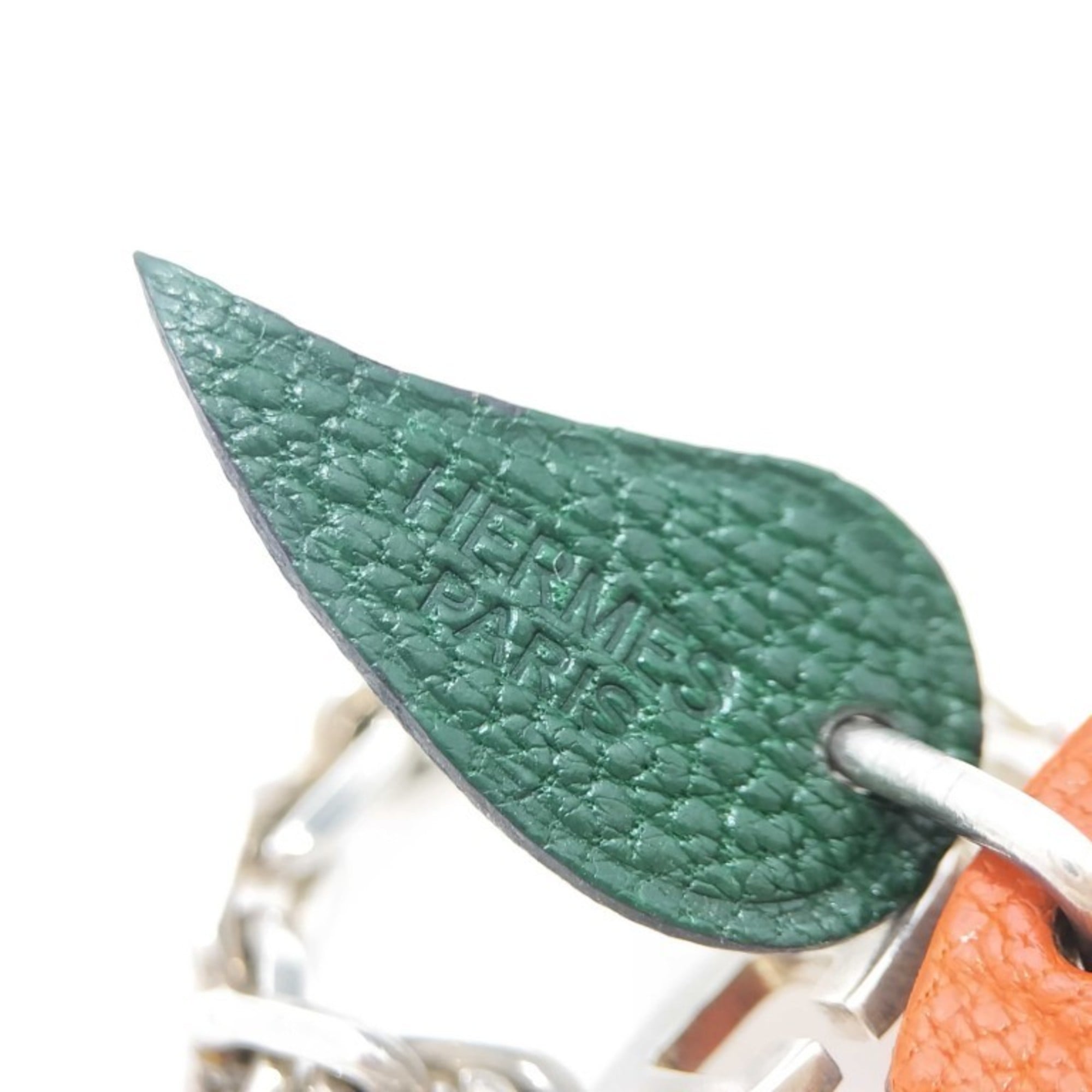 HERMES Hermès bag charm, fruit orange, silver, leather, SV925, for men and women, orange