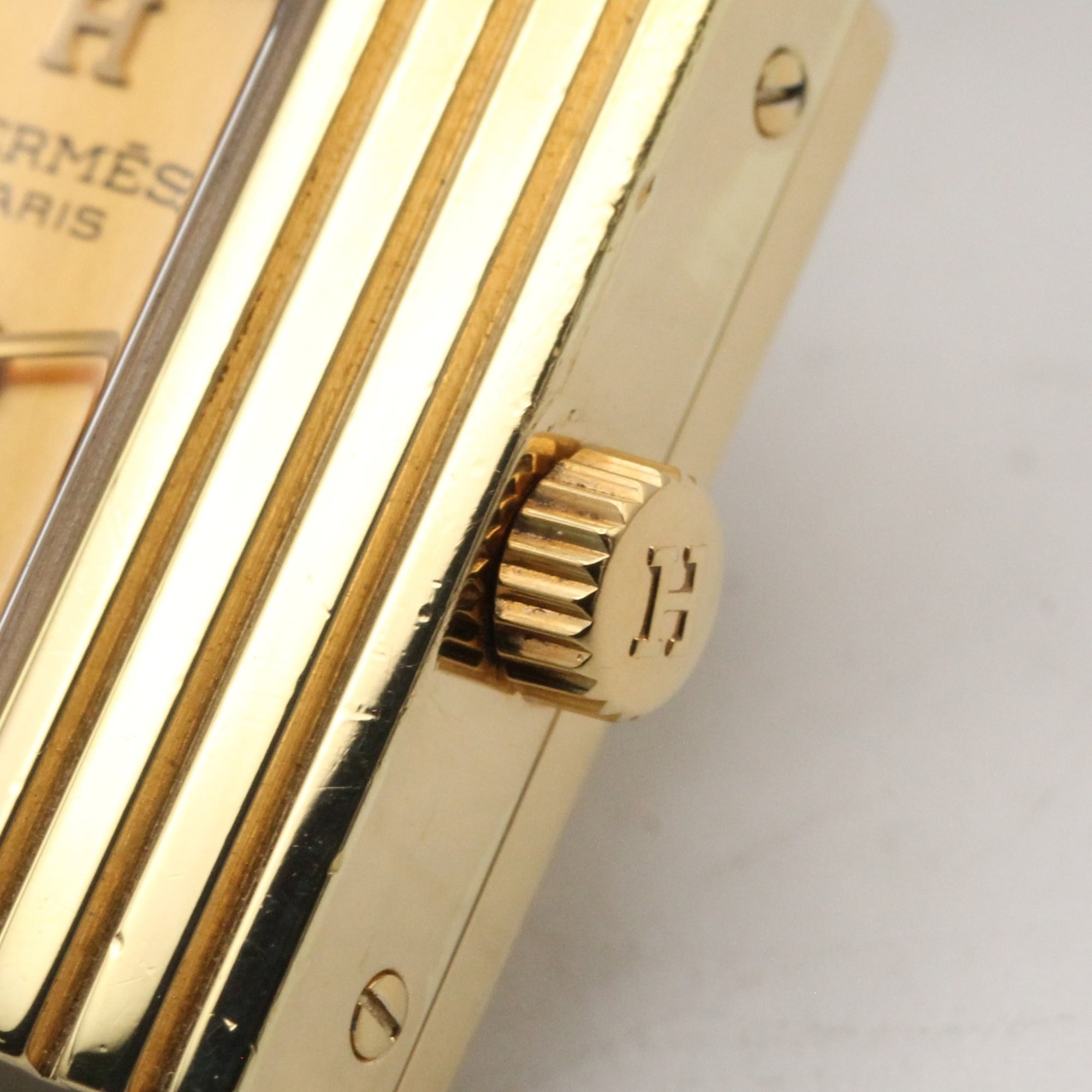 Hermes Kelly Watch, Gold Plated Leather Strap, Ladies' Champagne Color, KE1.201 — Very Good