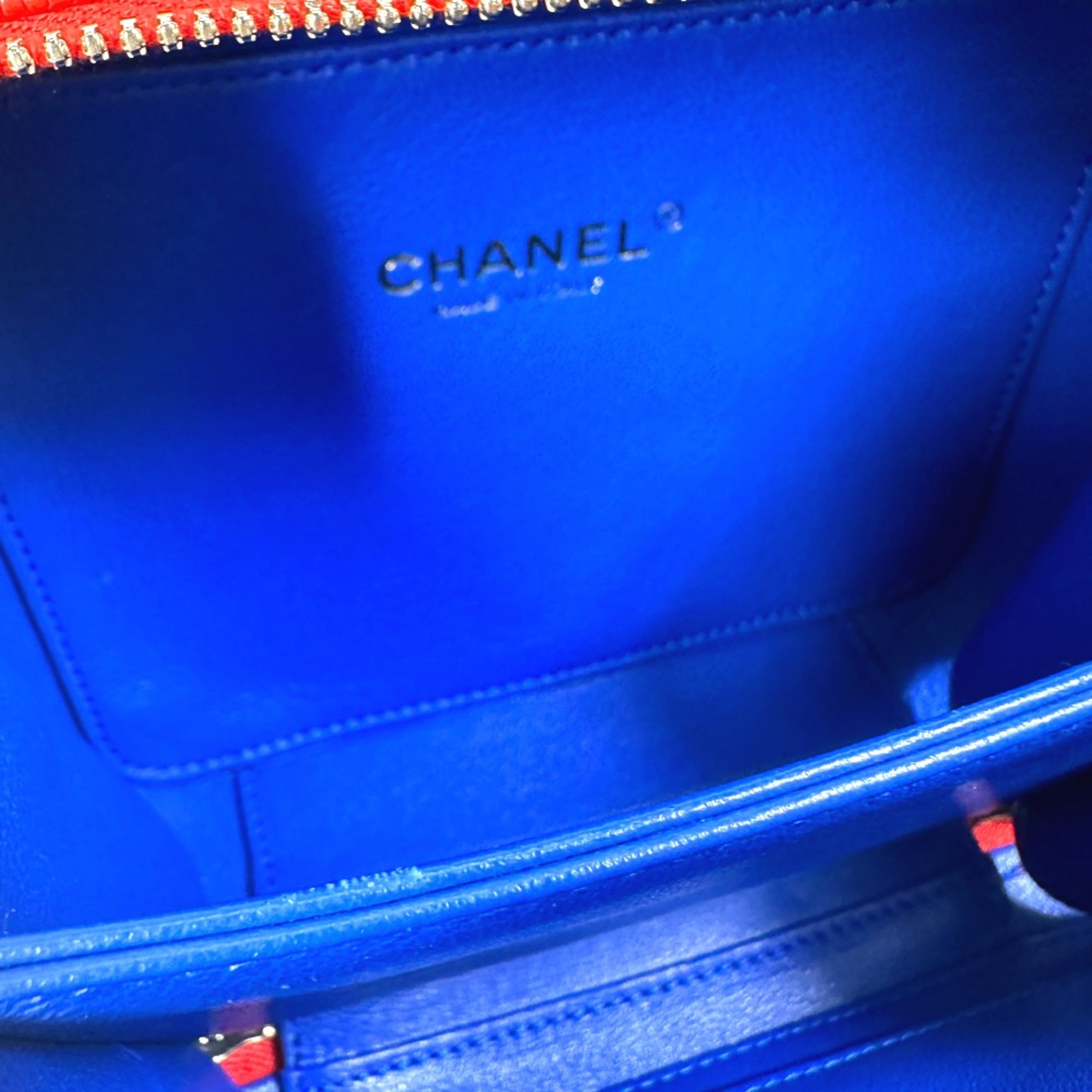 Chanel A93342 CC Mark Tricolor Shoulder Bag Red — Like New