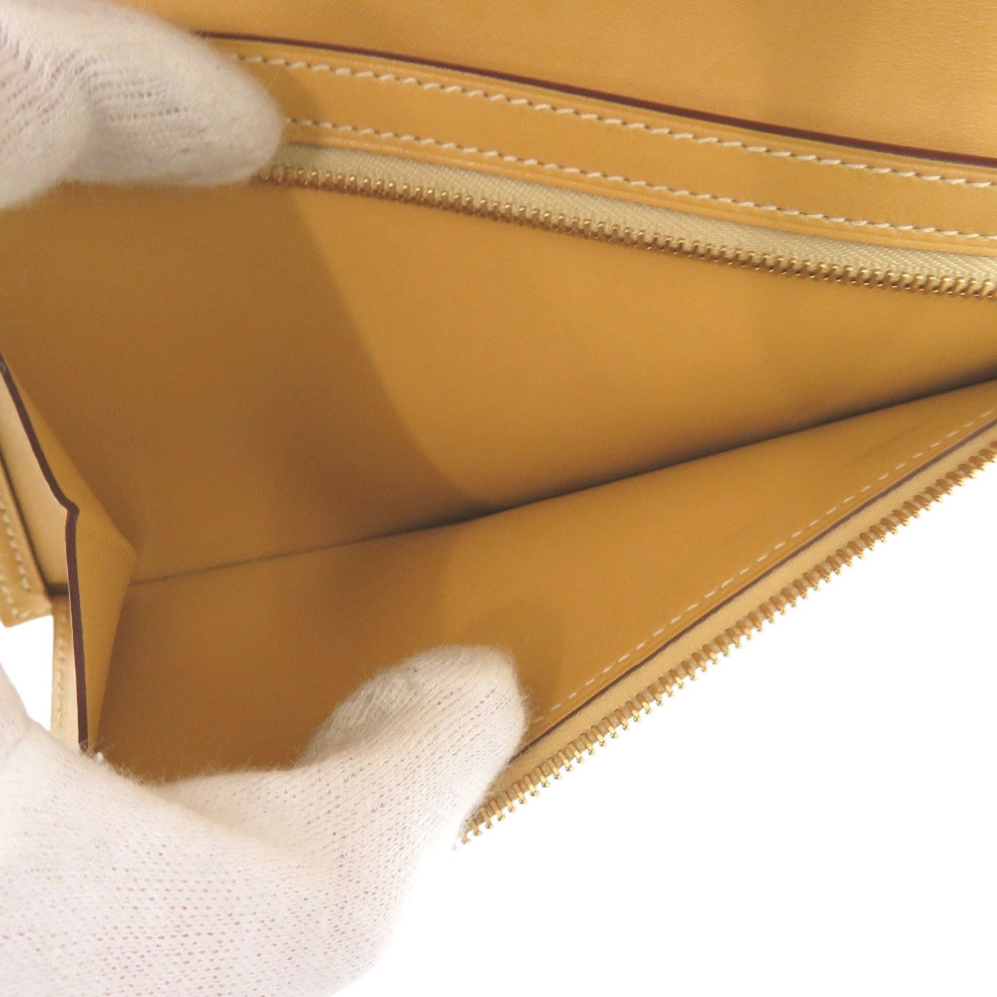 Excellent condition Hermès Bearn soufflet Vautadelact Paille long wallet, gold hardware, A stamp (made in 2017), 1218 HERMES