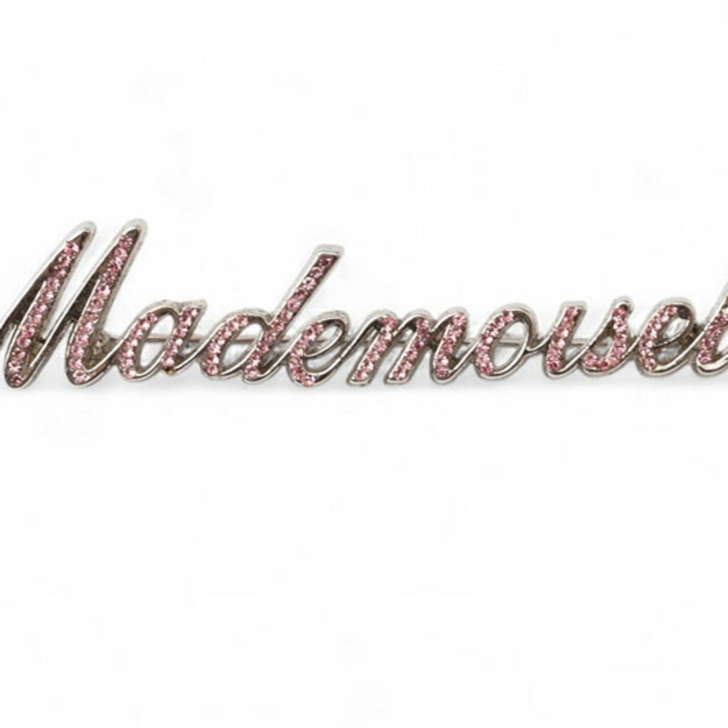 CHANEL Brooch Pin Mademoiselle Rhinestone Coco Silver Rose 02