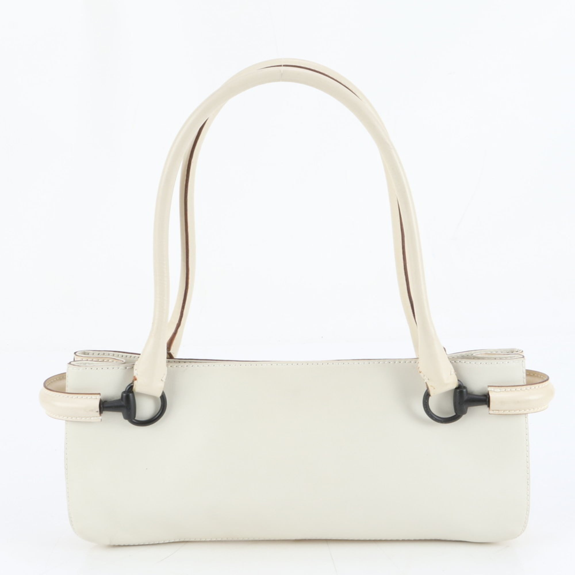 Gucci Horsebit 101345 Leather Shoulder Bag/Handbag Ivory Women's