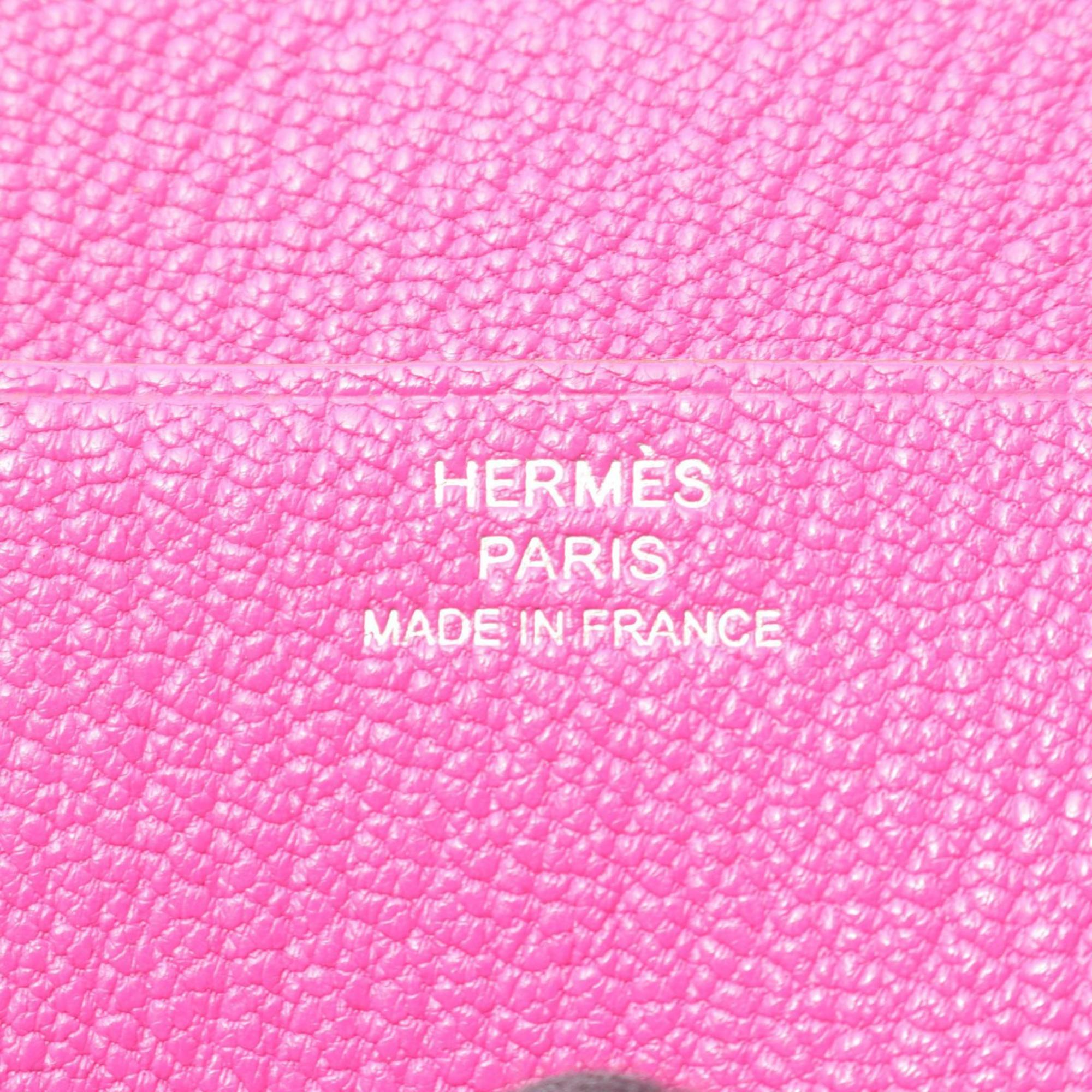 Hermes Hermès Bearn Combination Tri-fold Wallet Leather Chevre Women's Pink