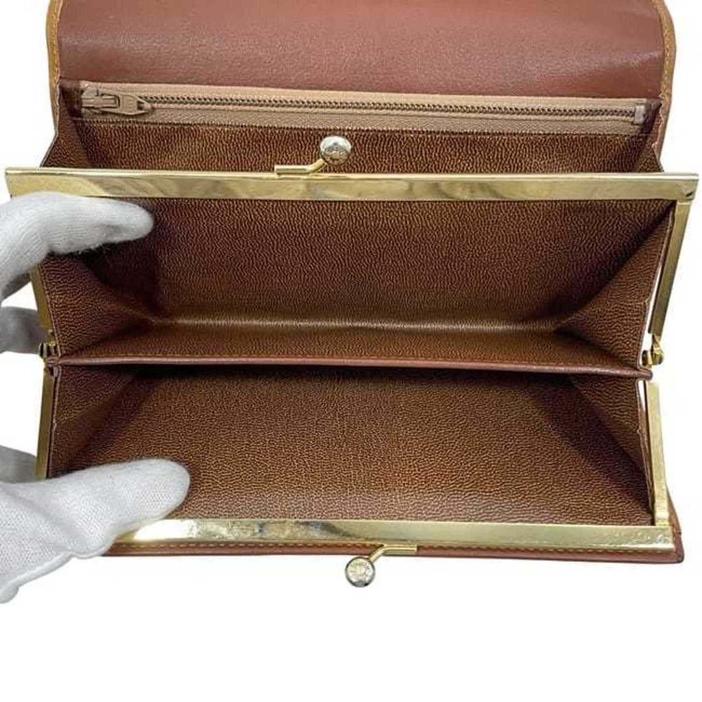 Celine bifold long wallet ec-24576 brown leather M07 CELINE calf men's women's