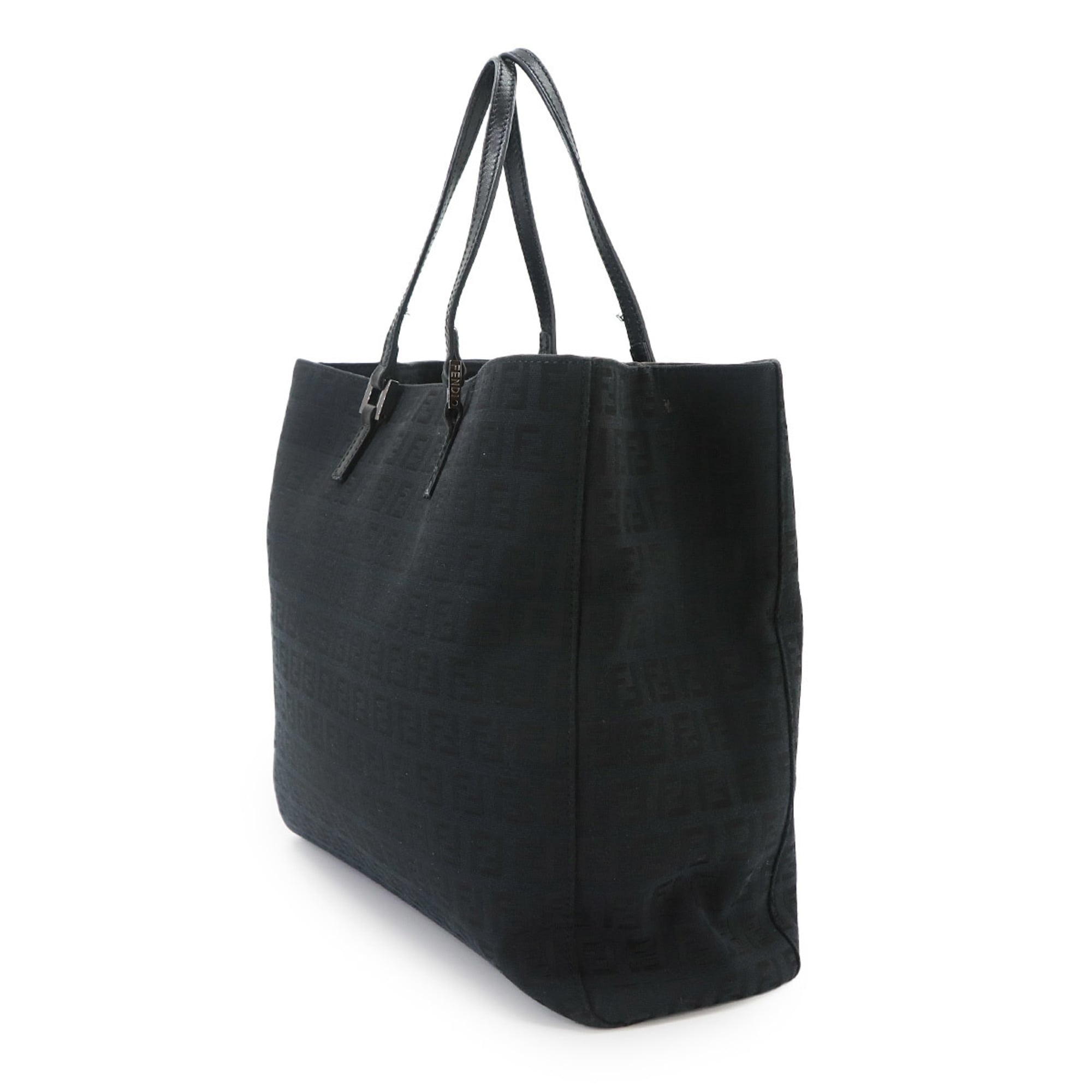Fendi Zucchino Tote Handbag, Canvas and Leather, Black, 8BH133, Gunmetal Hardware — Like New