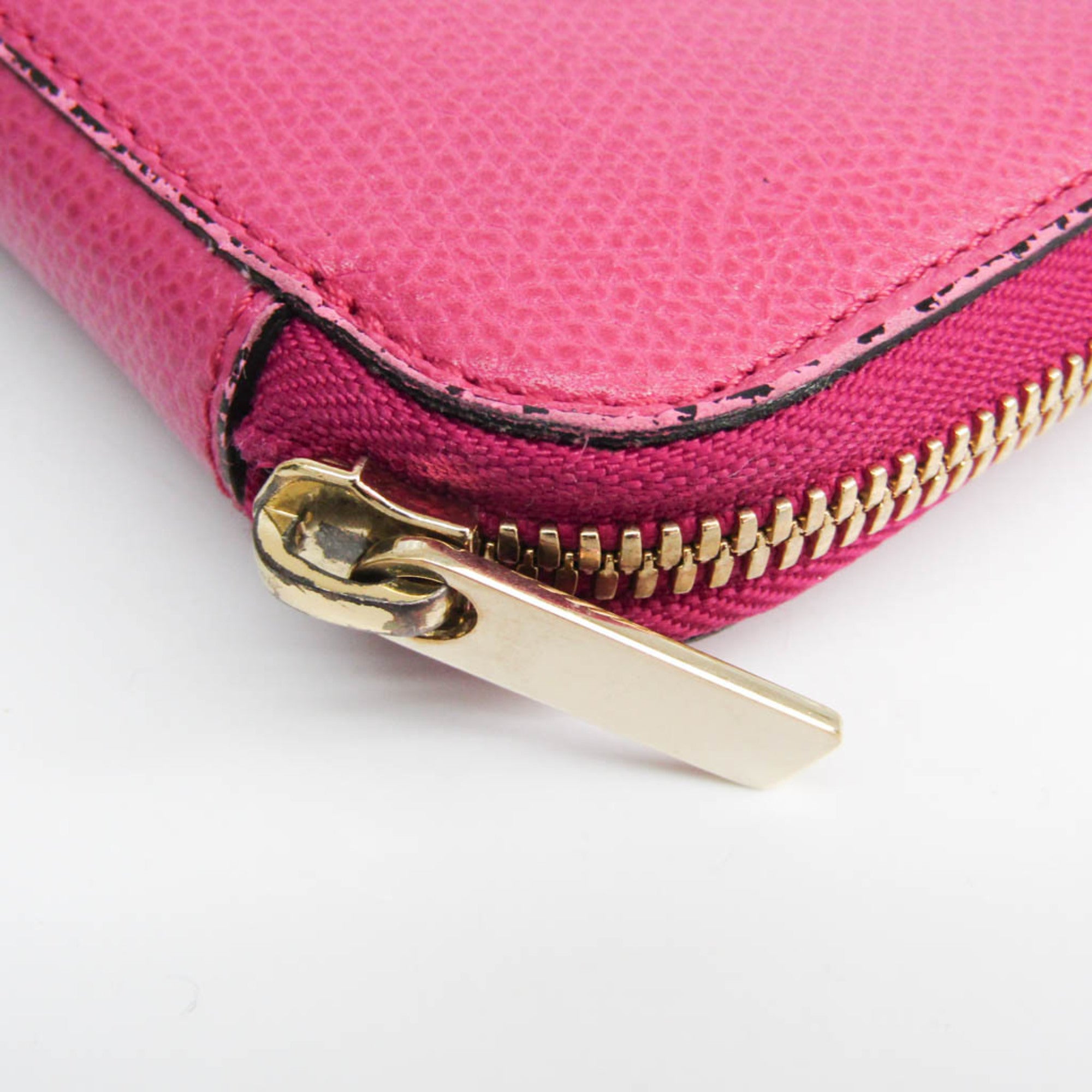 Valextra V9L06 Women's  Calfskin Long Wallet (bi-fold) Pink