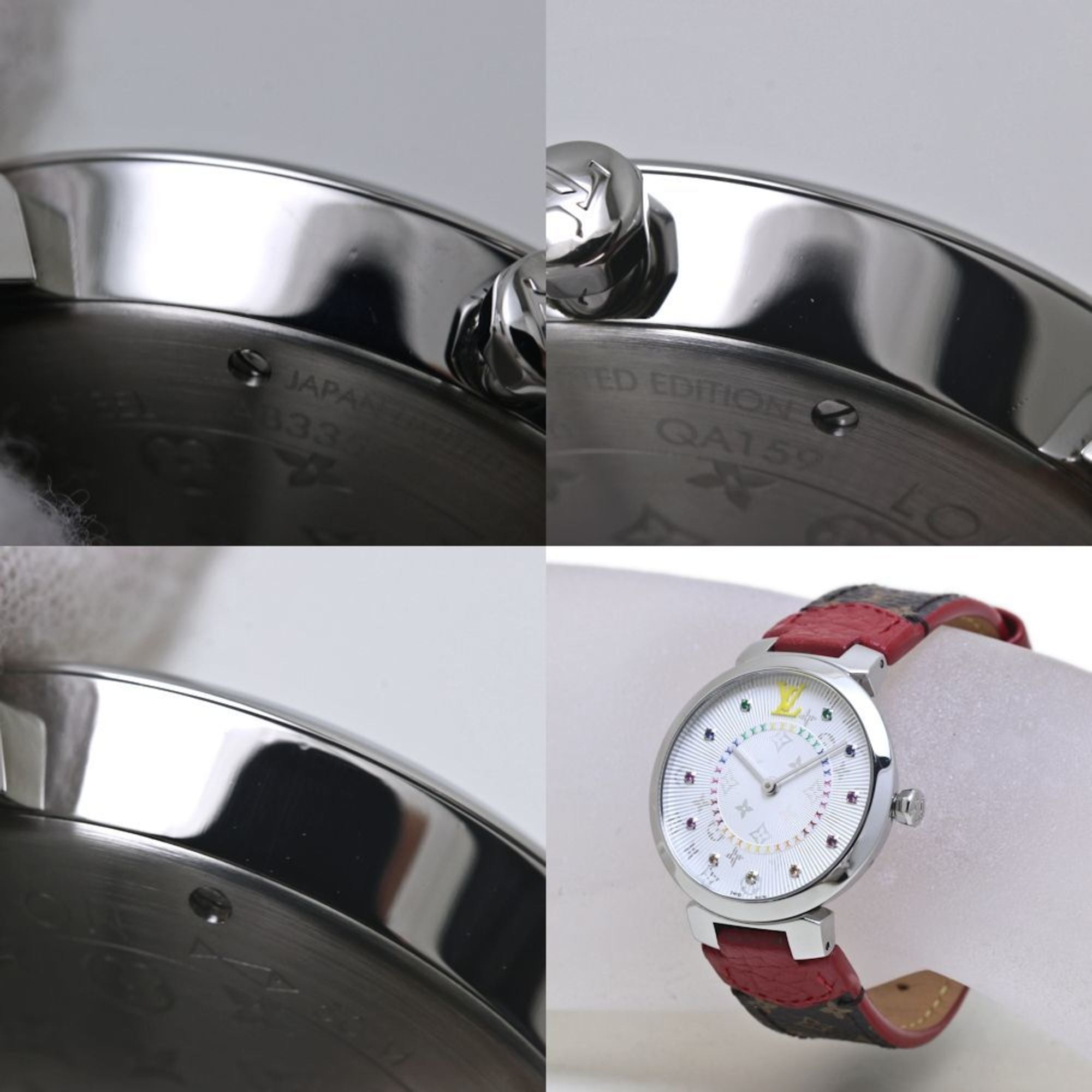 LOUIS VUITTON Tambour MM Rainbow Colored Stones QA159Z Women's Watch 40091 — Very Good