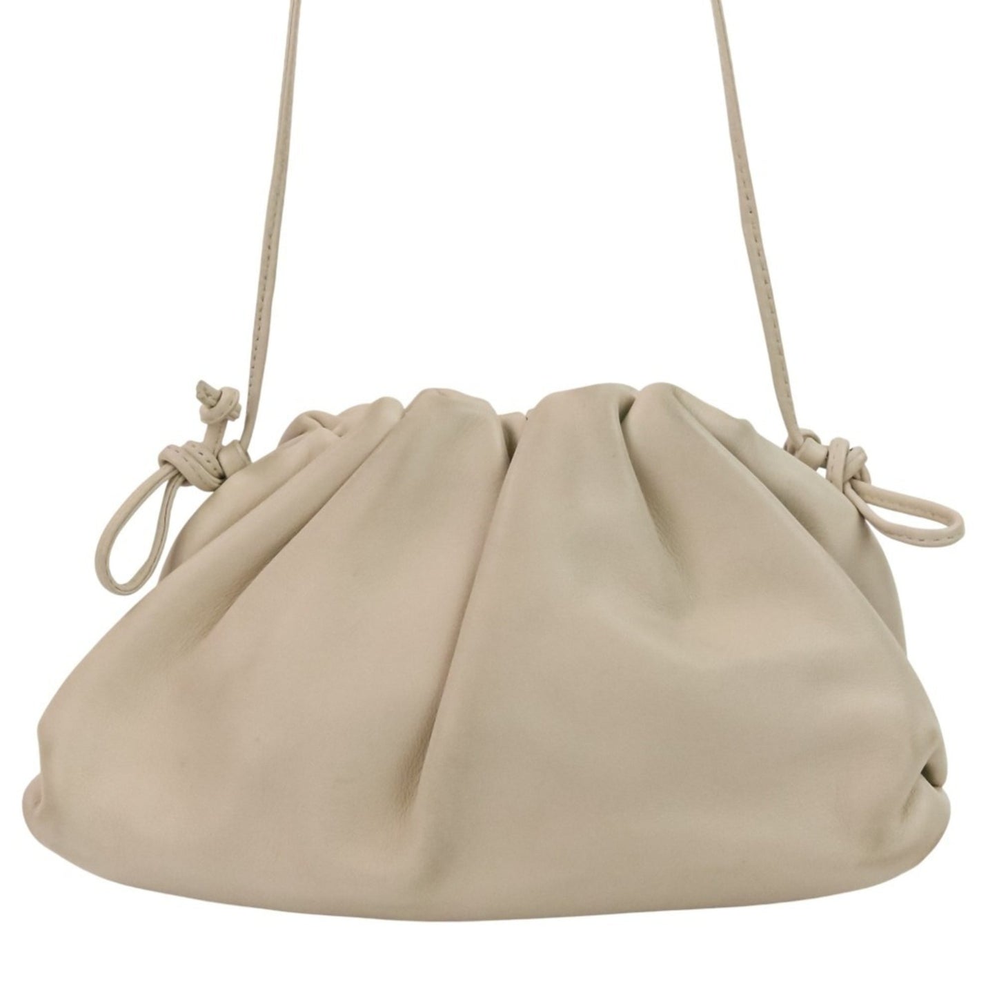 BOTTEGA VENETA Mini The Pouch Leather Shoulder Bag 585852 Ivory Women's