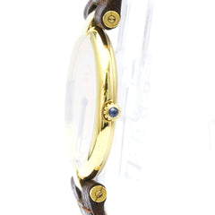 CARTIER Must Vendome Gold Plated Leather Quartz Unisex Watch — Good