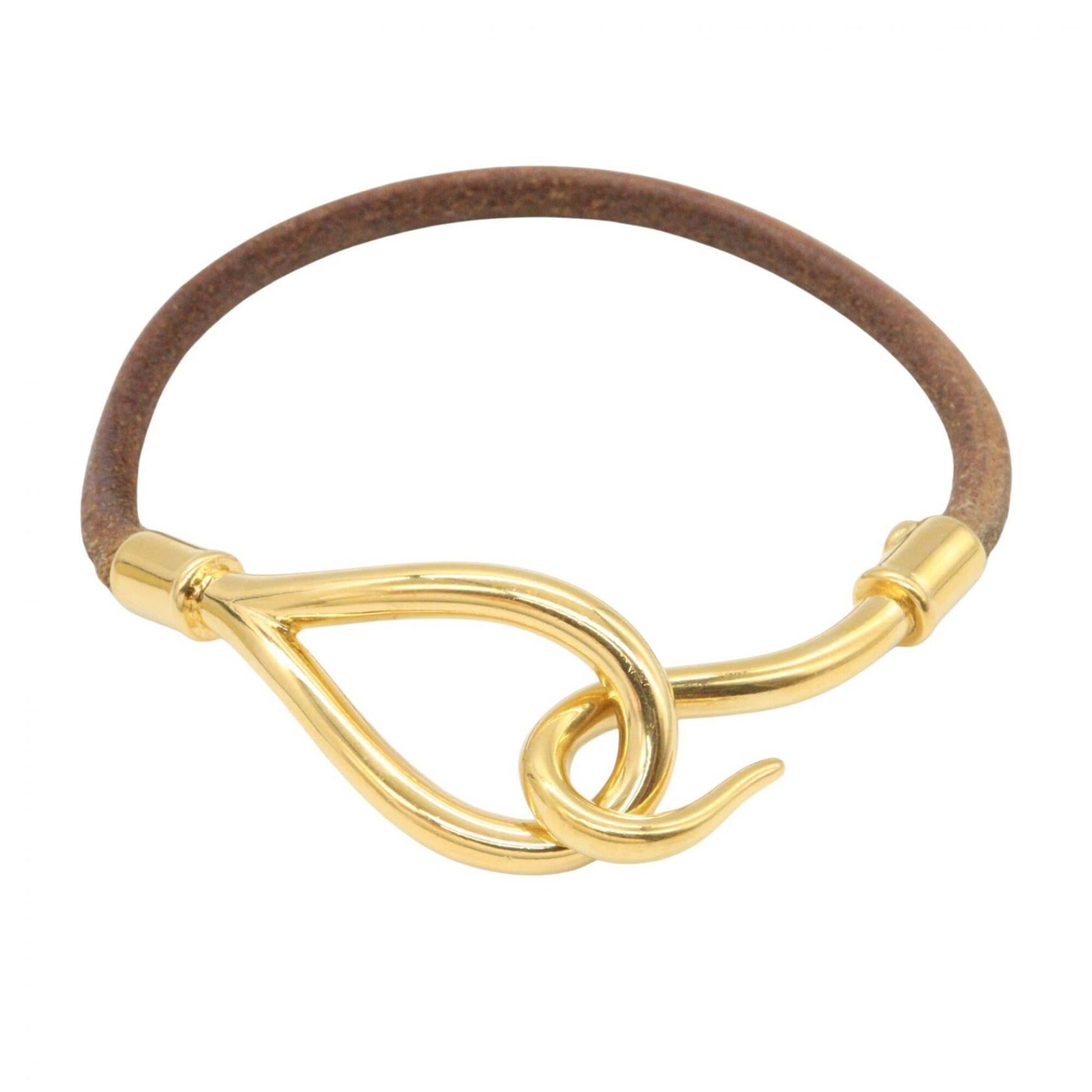 Hermes Jumbo Bracelet, Gold Plated Leather Women's, Gold/Brown Tones — Like New