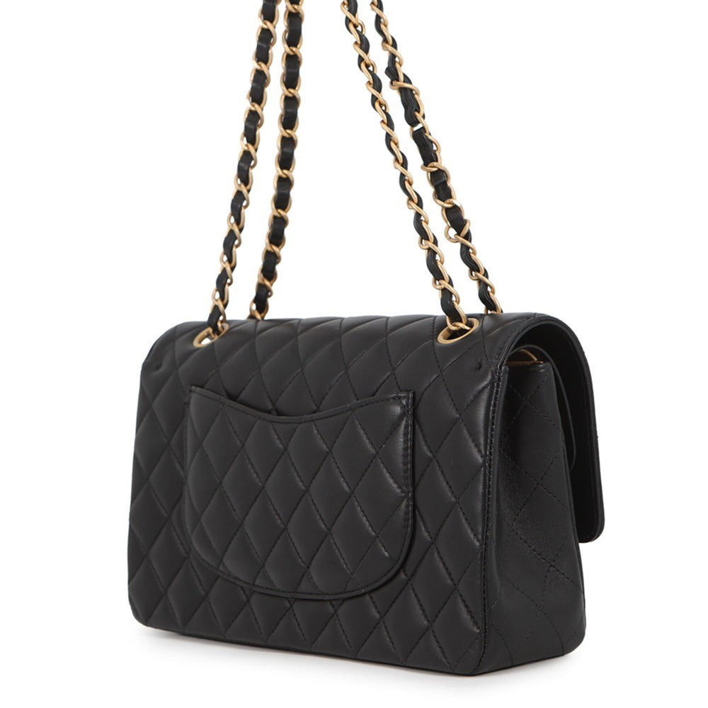 Chanel Chain Shoulder Bag Matelassé 25 Coco Mark Icon Charm Lambskin Double A01112 CHANEL Black Handbag Women's — Like New