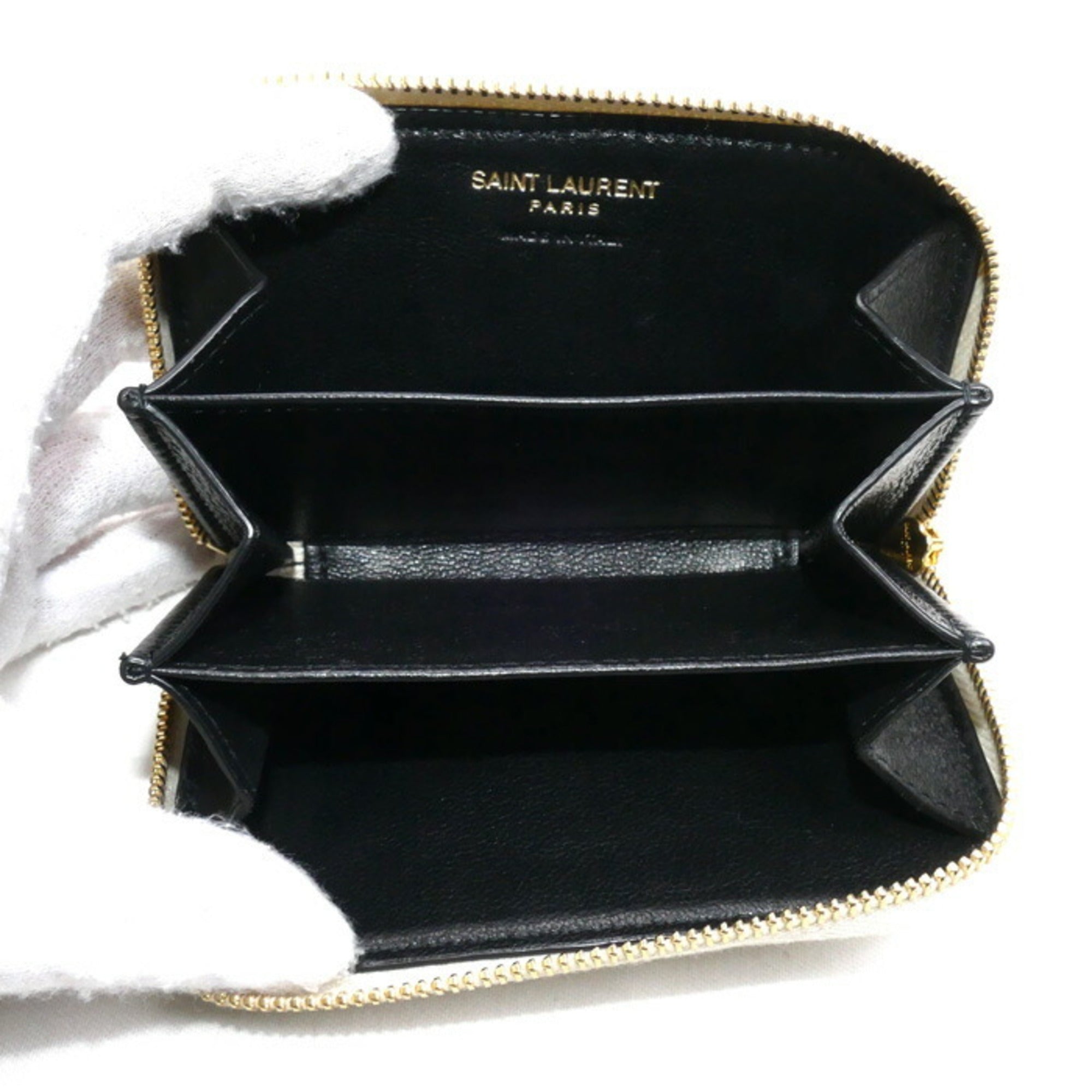 Yves Saint Laurent SAINT LAURENT PARIS Saint Laurent Paris Cassandra Matelasse Coin Case Ivory 753788 Women's