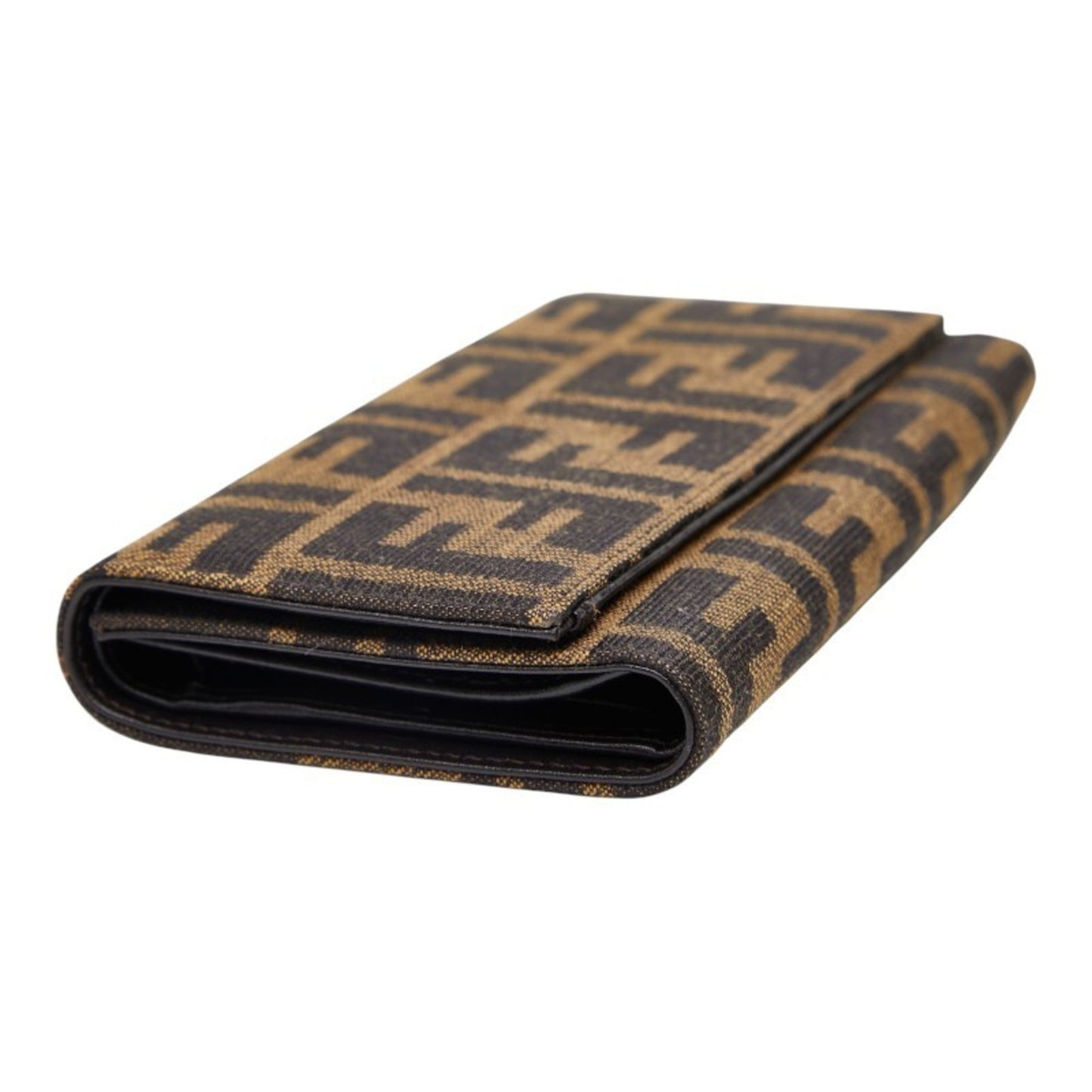 Fendi Zucca Tri-fold Wallet 8M0011 Brown/Black Canvas Women's FENDI