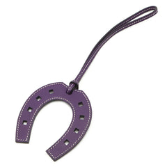 HERMES Paddock Horseshoe Accessory Bag Charm, Motif, Veau Swift Leather, Iris Purple — New - Store Return