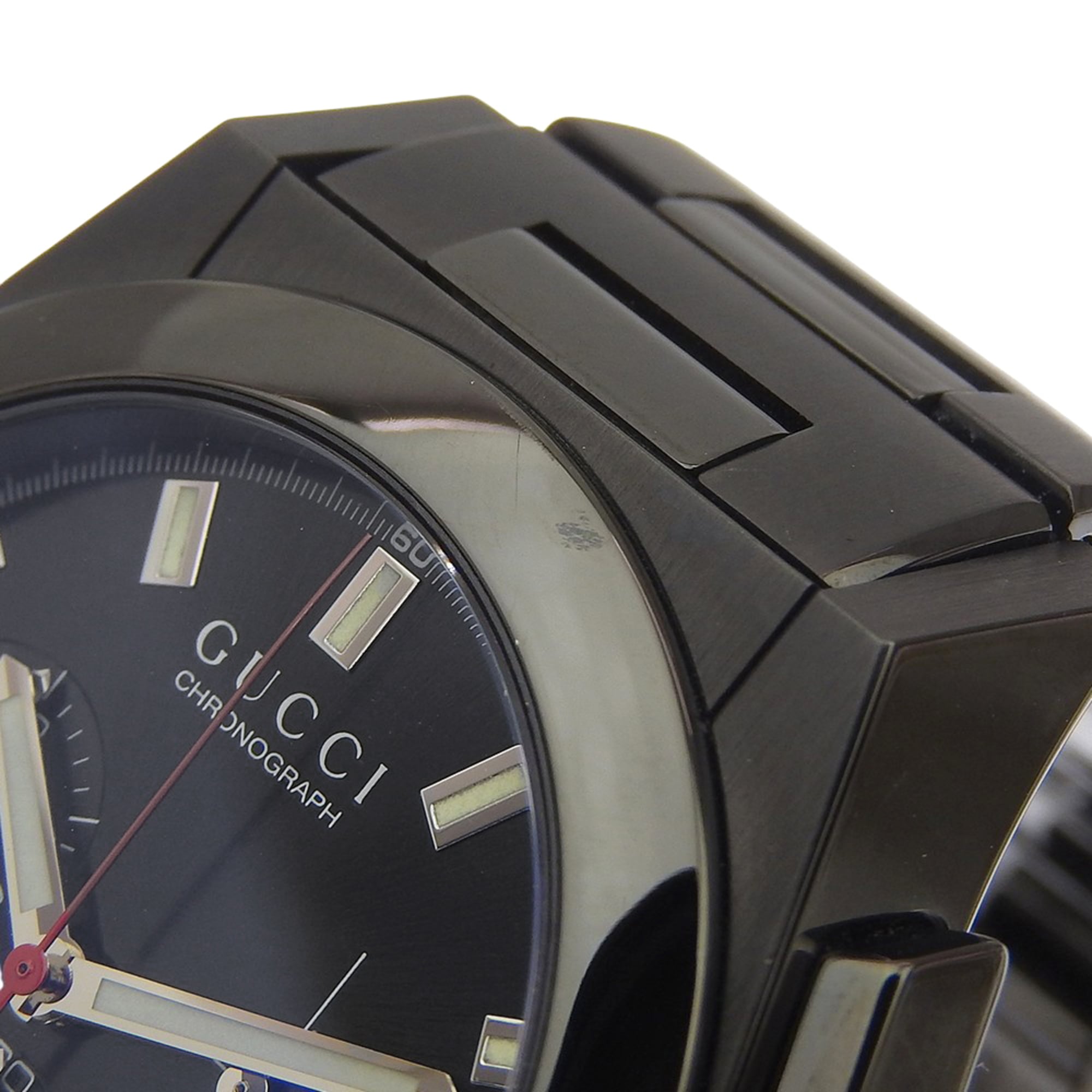 Gucci Pantheon Men's Watch, 115.2 Stainless Steel, Black Quartz Chronograph, Dial — Good
