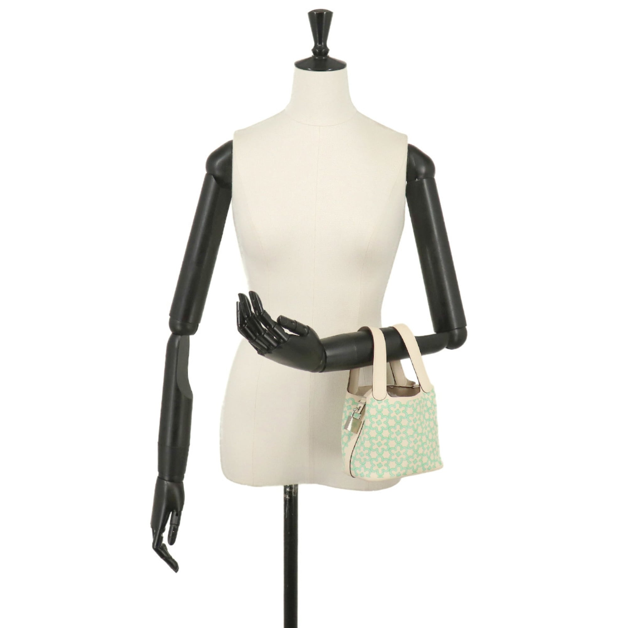 Hermes Picotin Lock PM Lucky Daisy Handbag, Swift Leather, Vert Blanc, U Stamp — Like New
