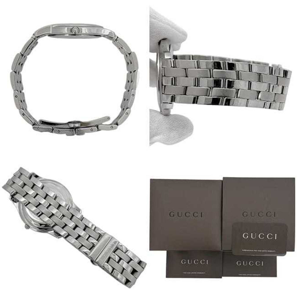 Gucci 5500M Watch f-24297 Silver White YA055305 Men's Stainless Steel Quartz 0163*** GUCCI Battery-Operated Dial Analog Date