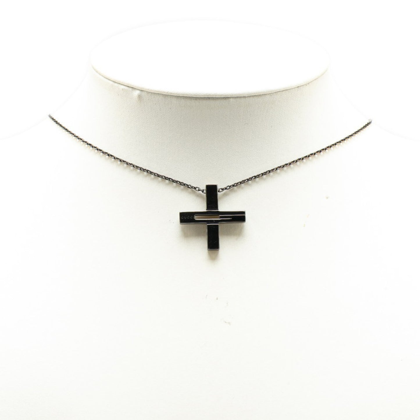 Gucci Cutout G Cross Pendant Necklace 228363 SV925 Silver Ruthenium Women's GUCCI
