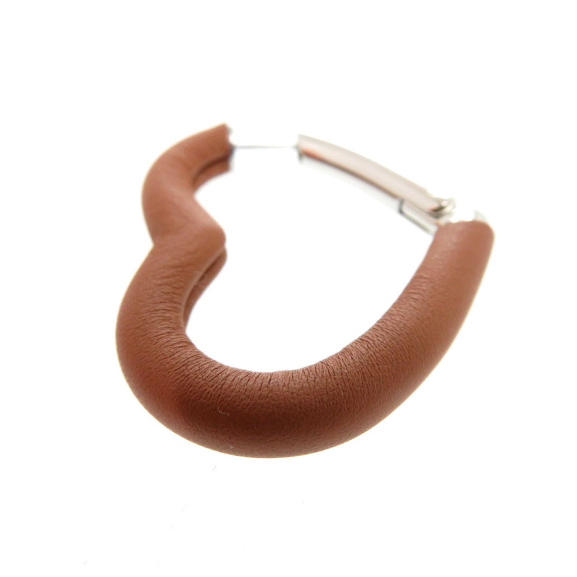 Hermes Like new Hermès Au Coeur du Faubourg COEUR DU FAUBOURG 500243FKAU earrings in Swift leather, palladium gold, 1401 — Like New