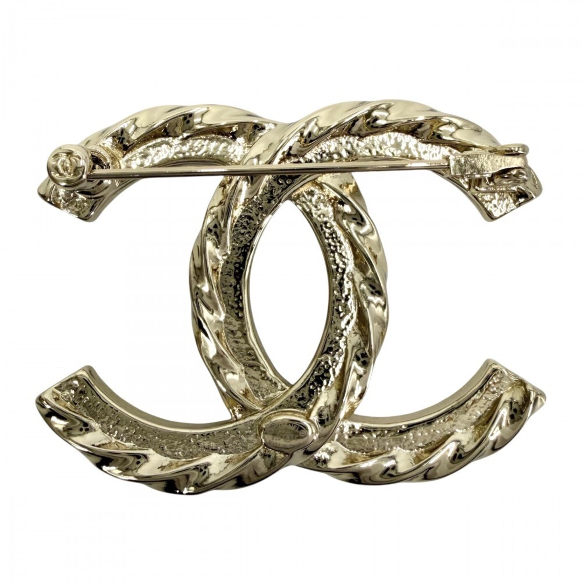 Chanel Brooch for Women, Coco Mark, Accessory, CHANEL GP Rhinestone, B25C Gold, Approx. 20.3g, 2025 — Like New