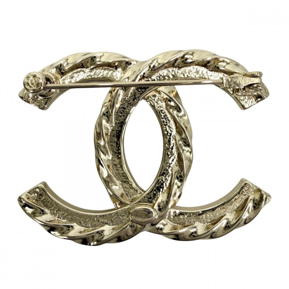 Chanel Brooch for Women, Coco Mark, Accessory, CHANEL GP Rhinestone, B25C Gold, Approx. 20.3g, 2025 — Like New